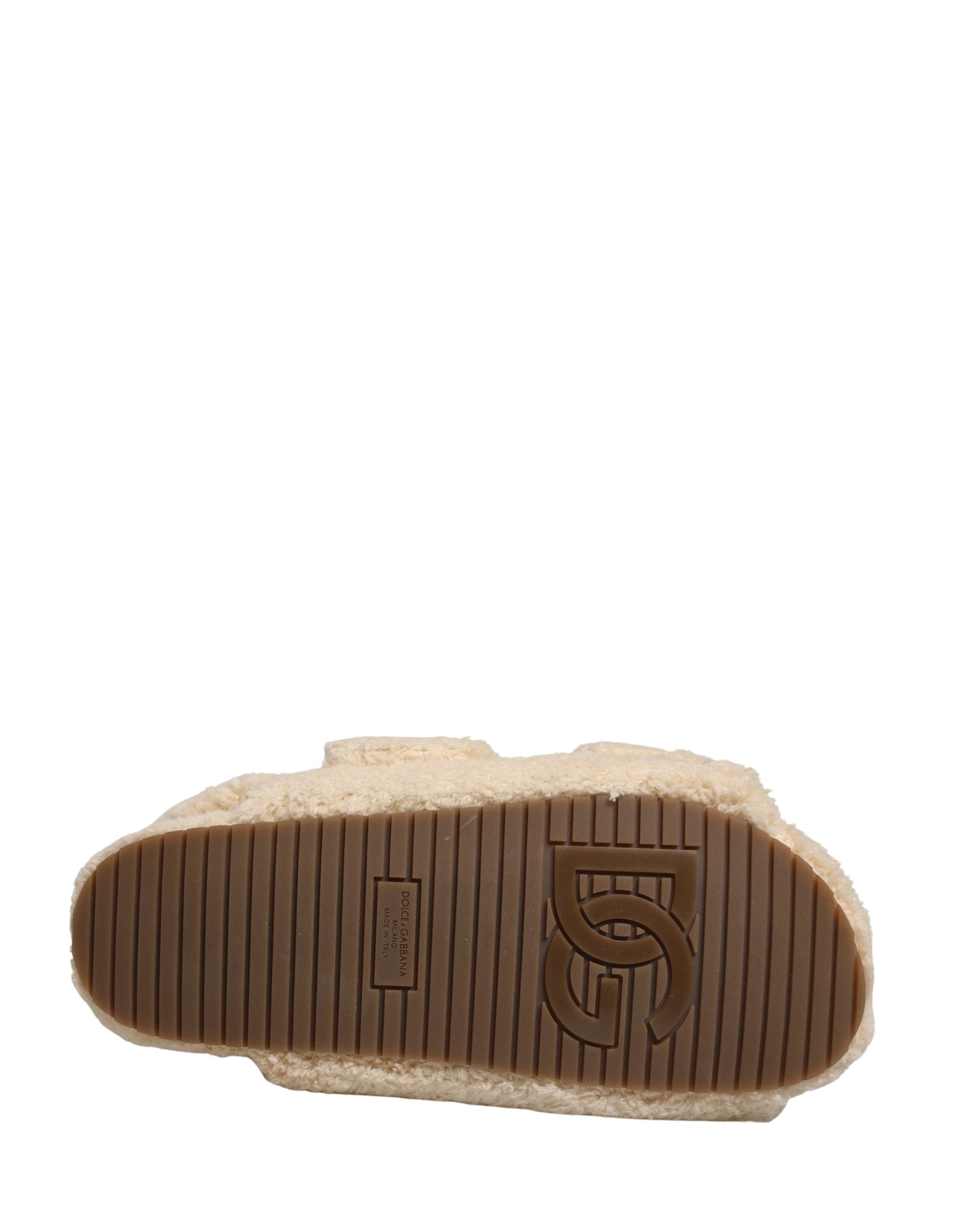 Dolce & Gabbana Beige Faux Fur Slides Heren Platte Sandalen Schoenen
