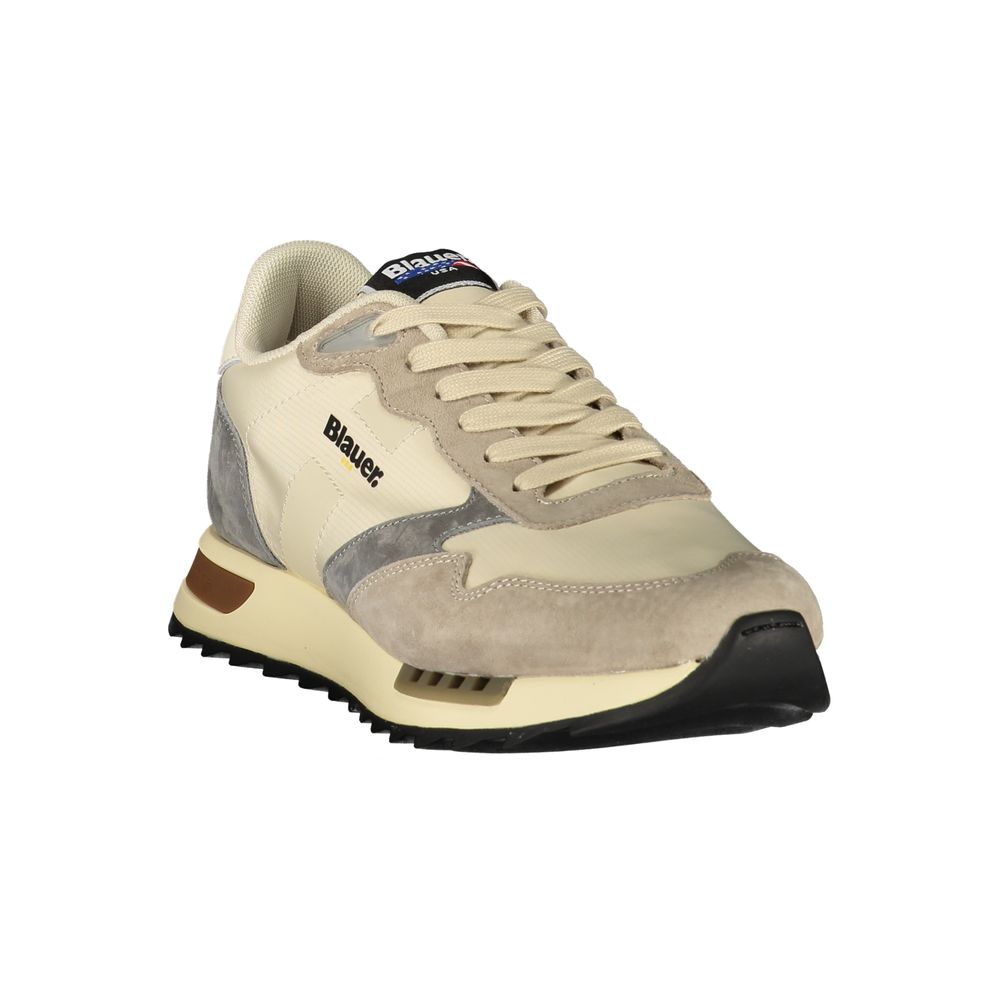 Blue Beige Polyester Men's Sneaker