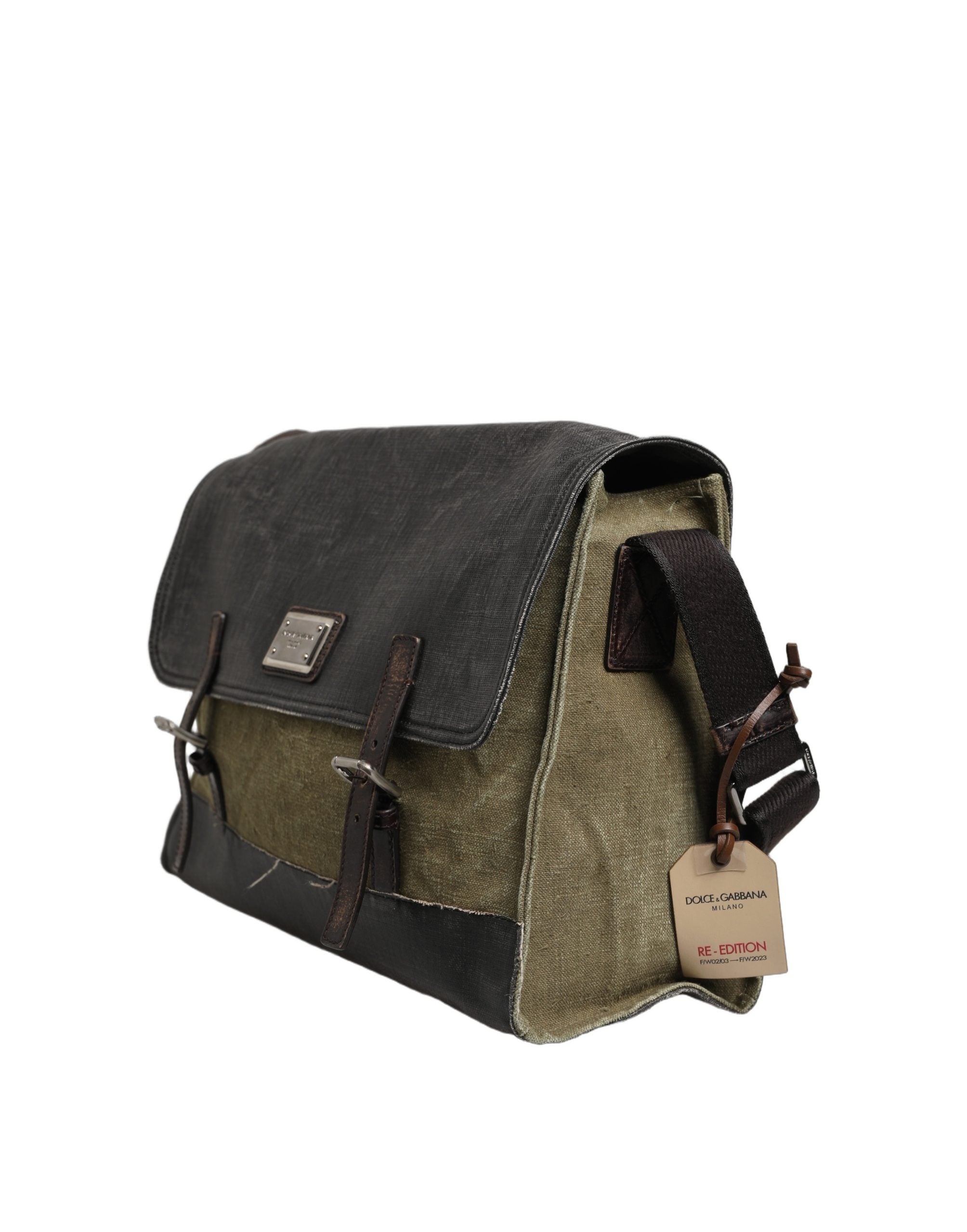Dolce & Gabbana Military Green Two-Tone Messenger Shoulder Bag Men's Bag