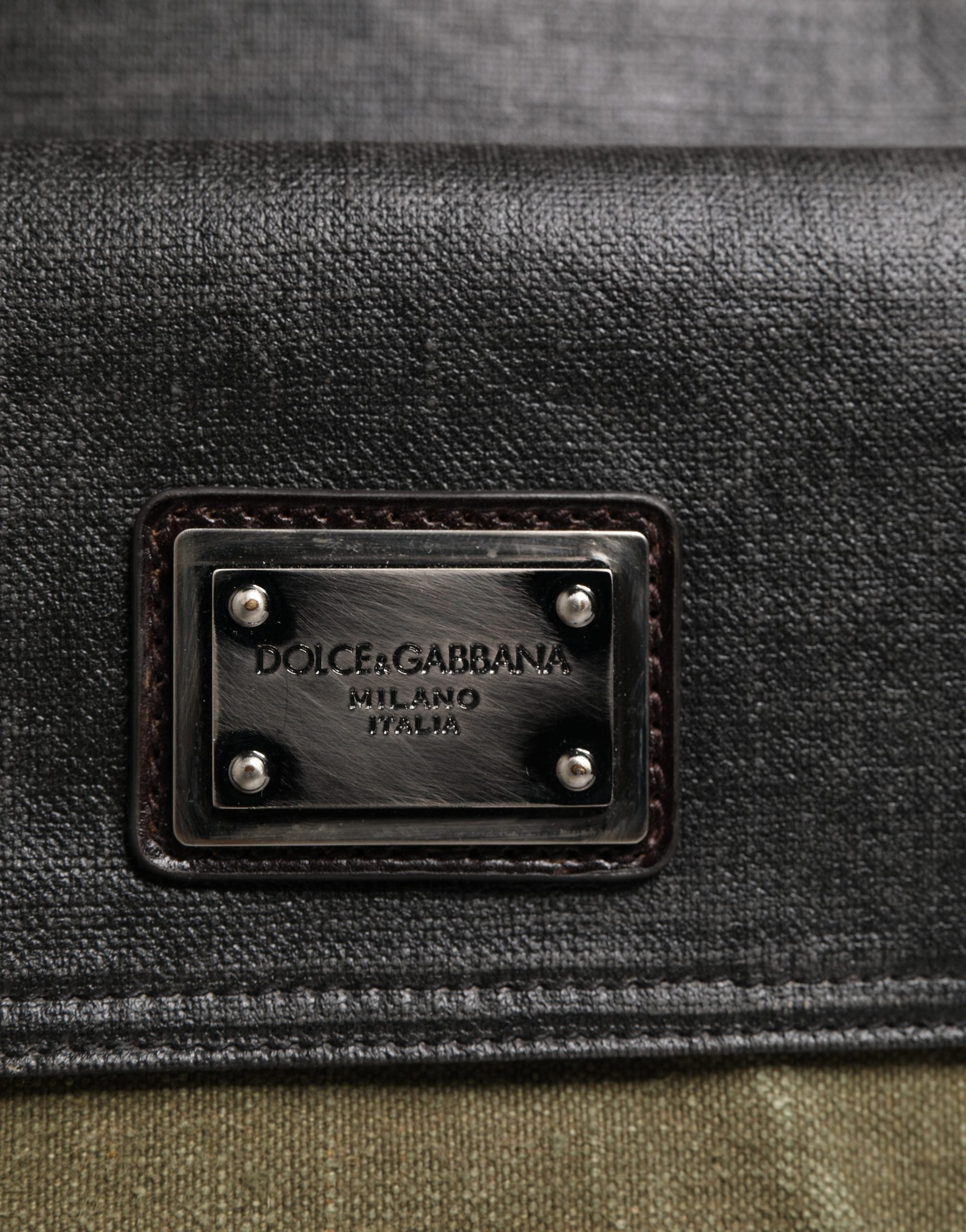 Dolce & Gabbana Military Green Two-Tone Tote Duffel Shoulder Bag