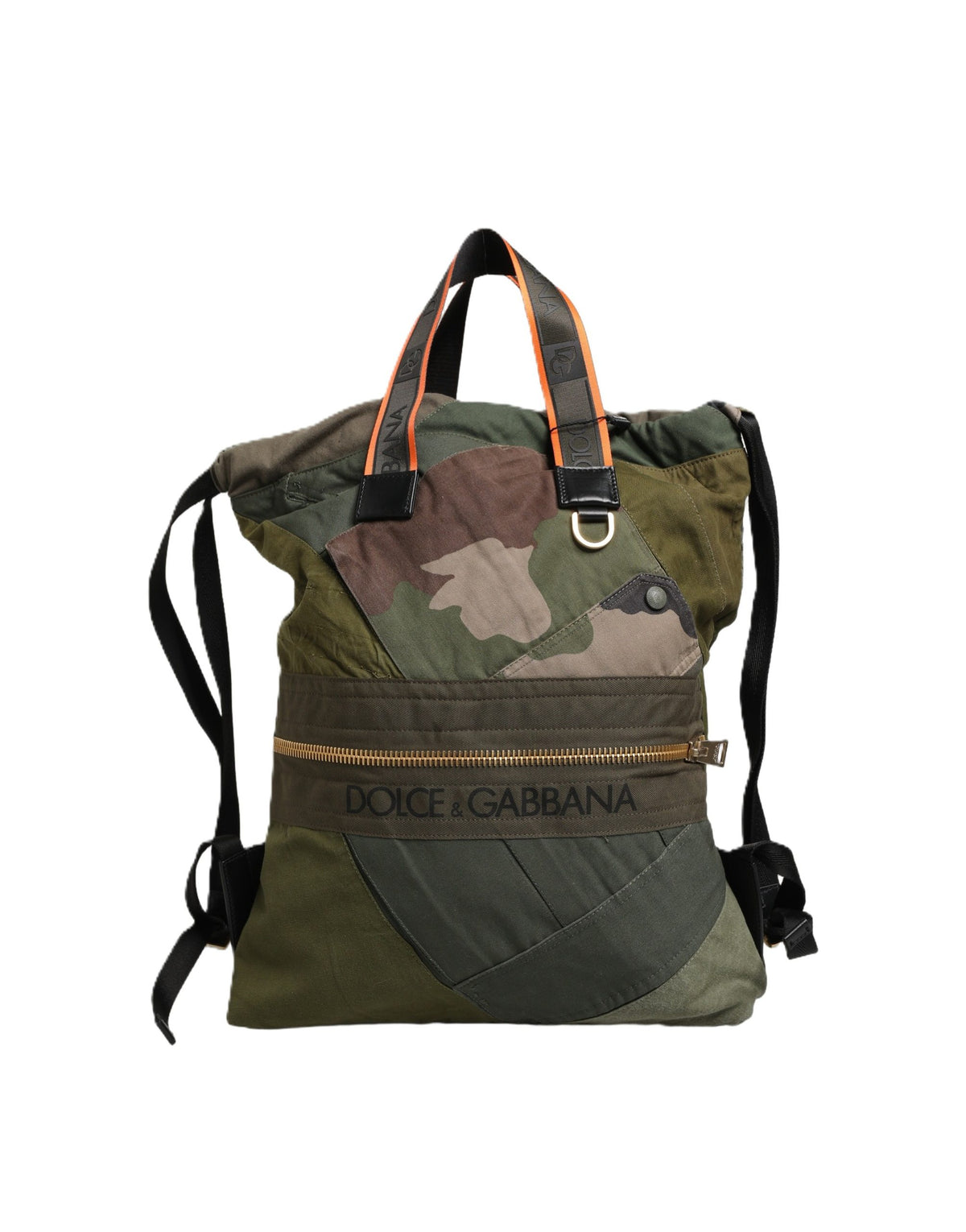 Dolce & Gabbana Military Green Patchwork Rucksack Backpack Bags Men Bag