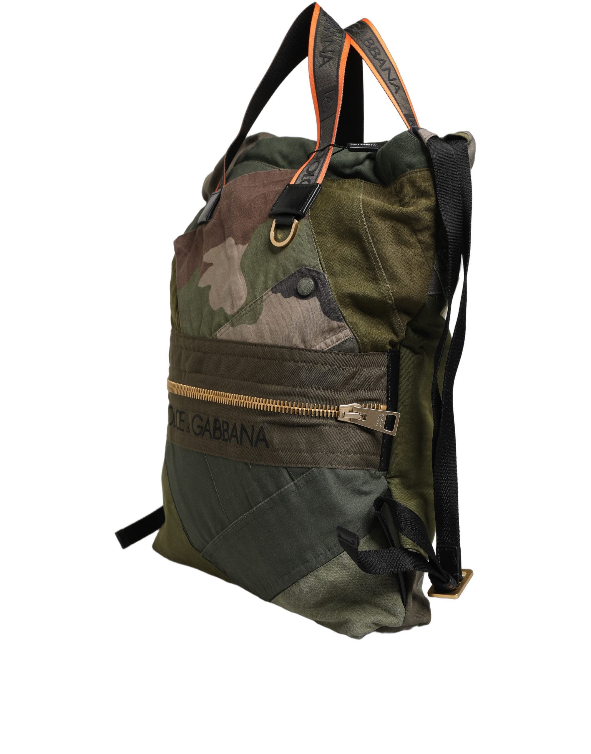 Dolce & Gabbana Military Green Patchwork Rucksack Backpack Bags Men Bag