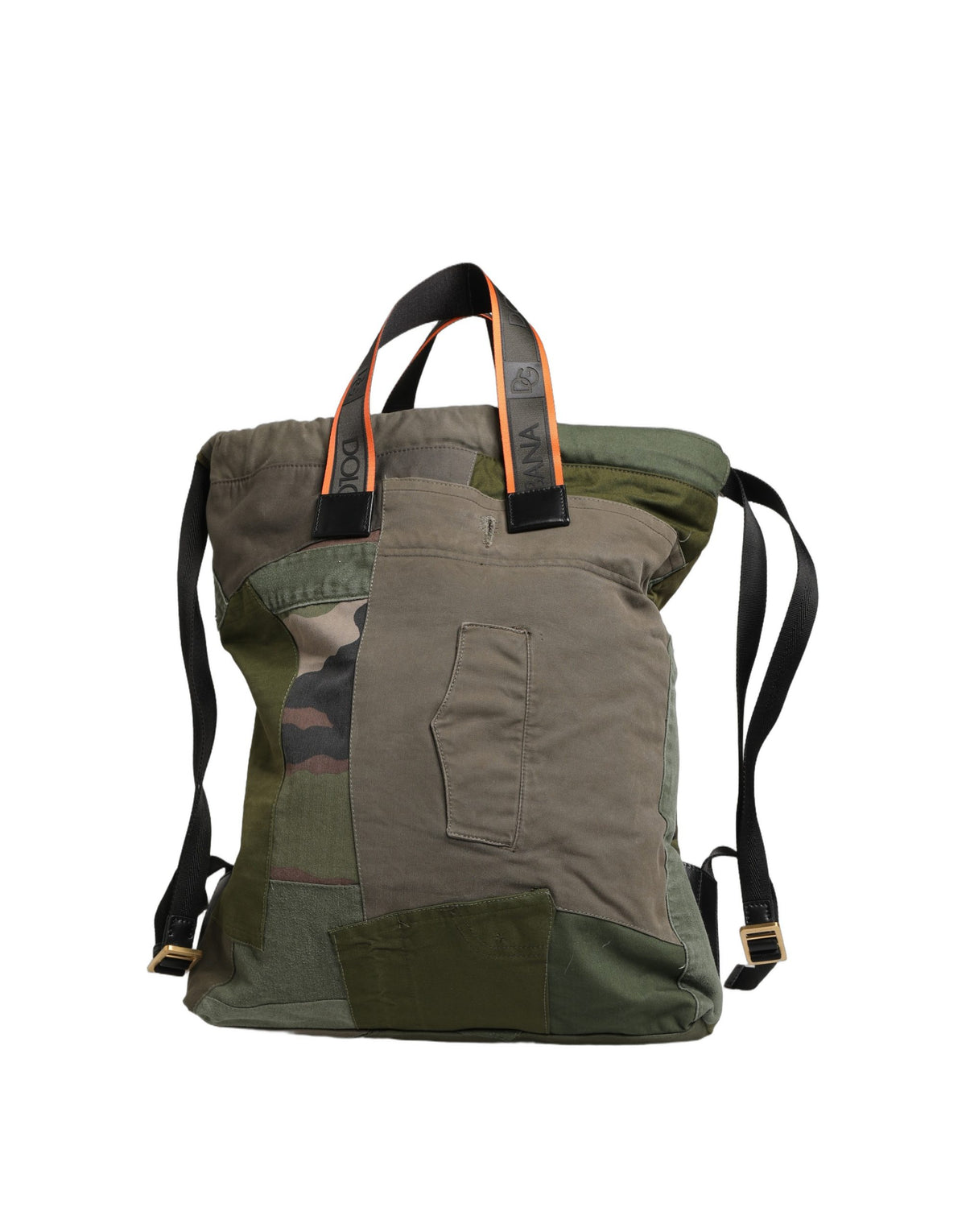 Dolce & Gabbana Military Green Patchwork Rucksack Backpack Bags Men Bag