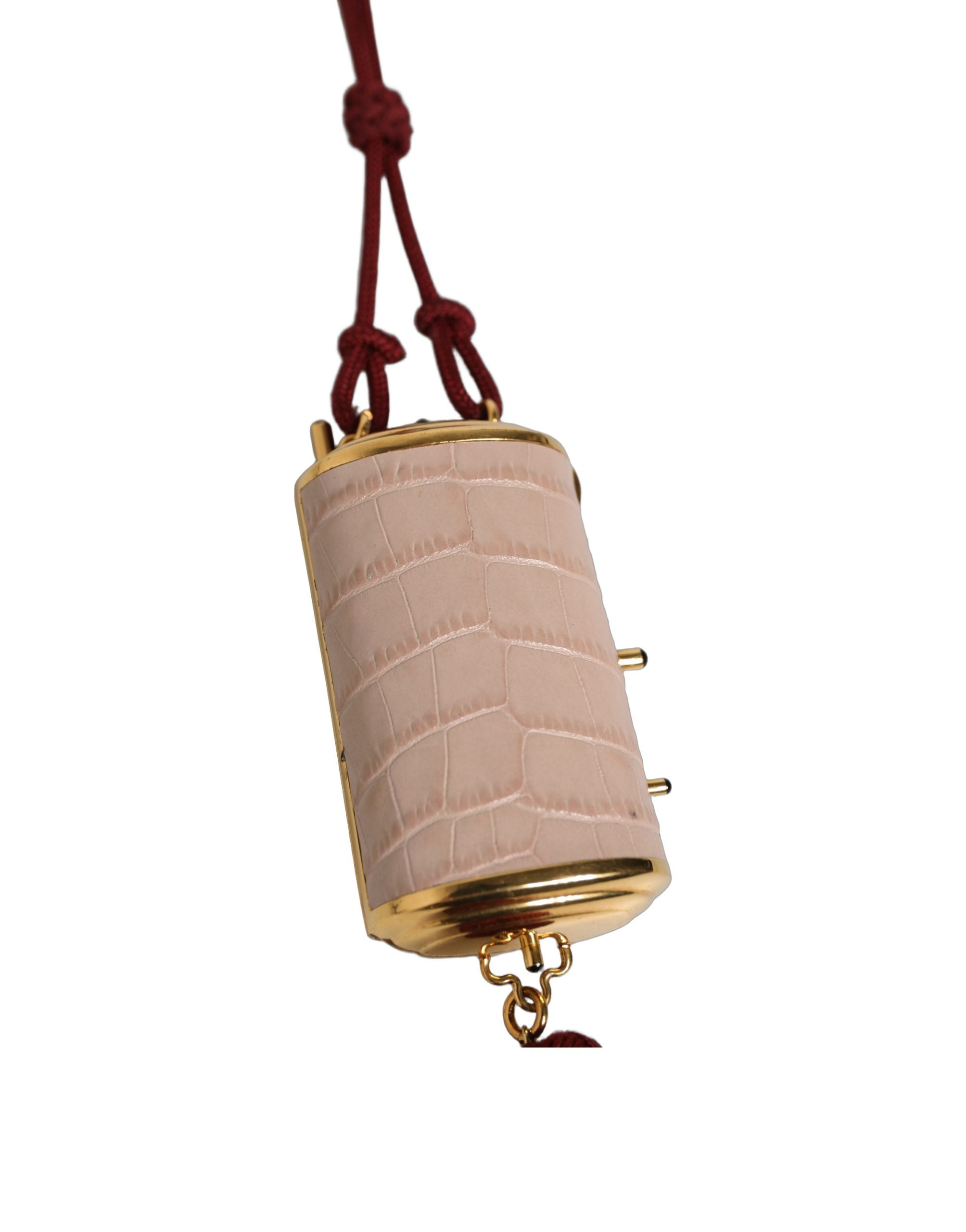 Dolce & Gabbana Roze Make-up Tas met Kwastje en Mini-Spiegel van Exotisch Leer