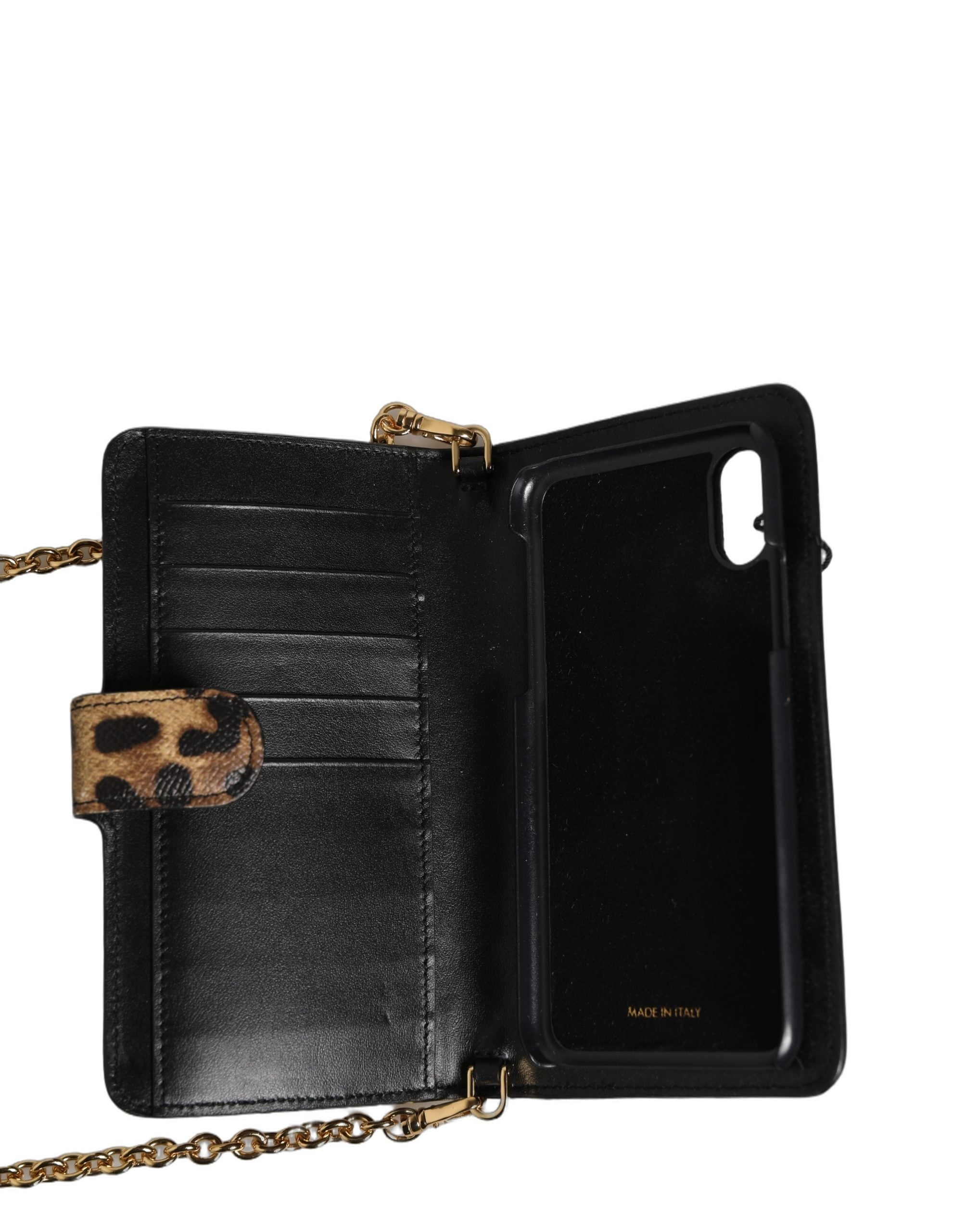 Dolce & Gabbana Flip Cover Bruin Luipaard Kristal iPhone X - XS Hoesje