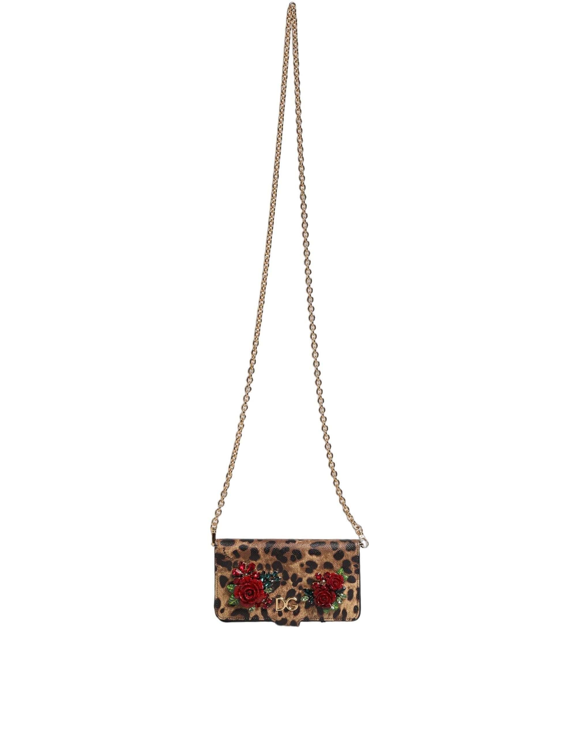 Dolce & Gabbana Flip Cover Bruin Luipaard Kristal iPhone X - XS Hoesje