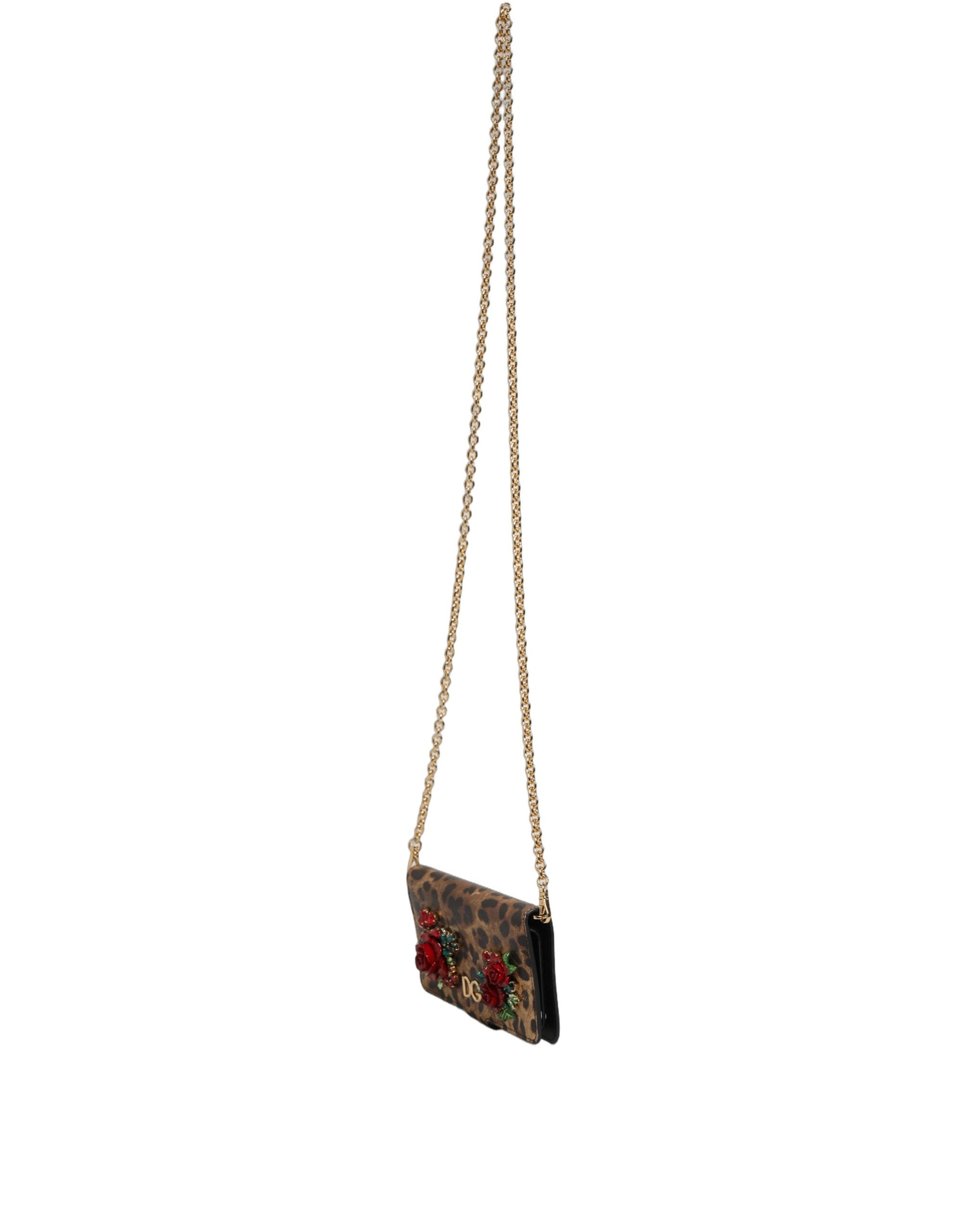 Dolce & Gabbana Flip Cover Bruin Luipaard Kristal iPhone X - XS Hoesje