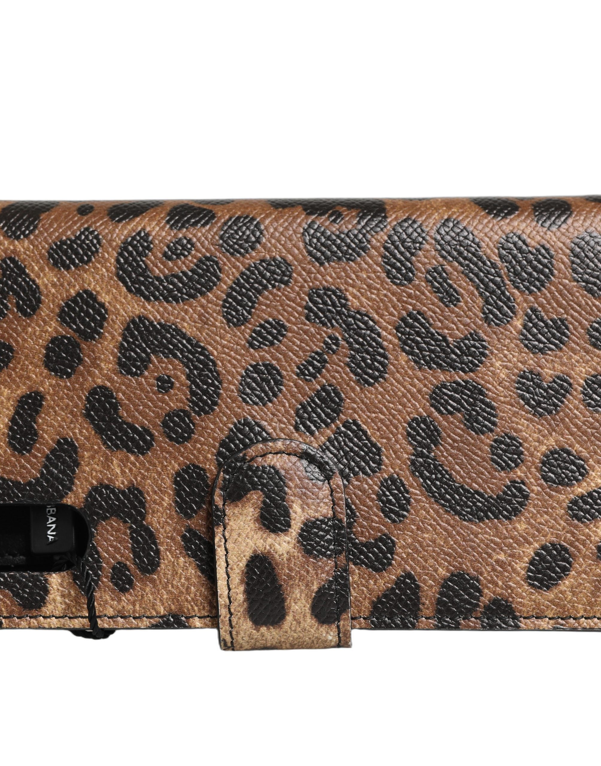 Dolce & Gabbana Flip Cover Bruin Luipaard Kristal iPhone X - XS Hoesje