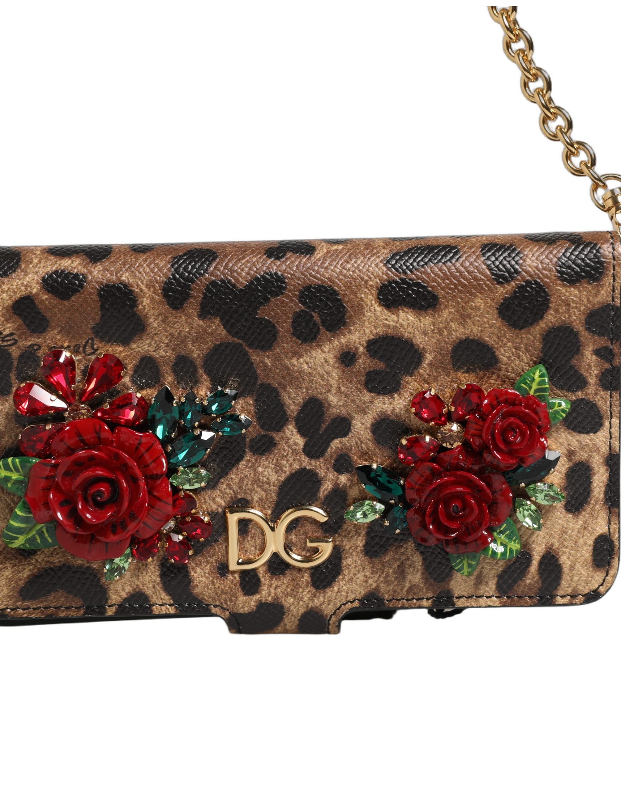 Dolce & Gabbana Flip Cover Bruin Luipaard Kristal iPhone X - XS Hoesje