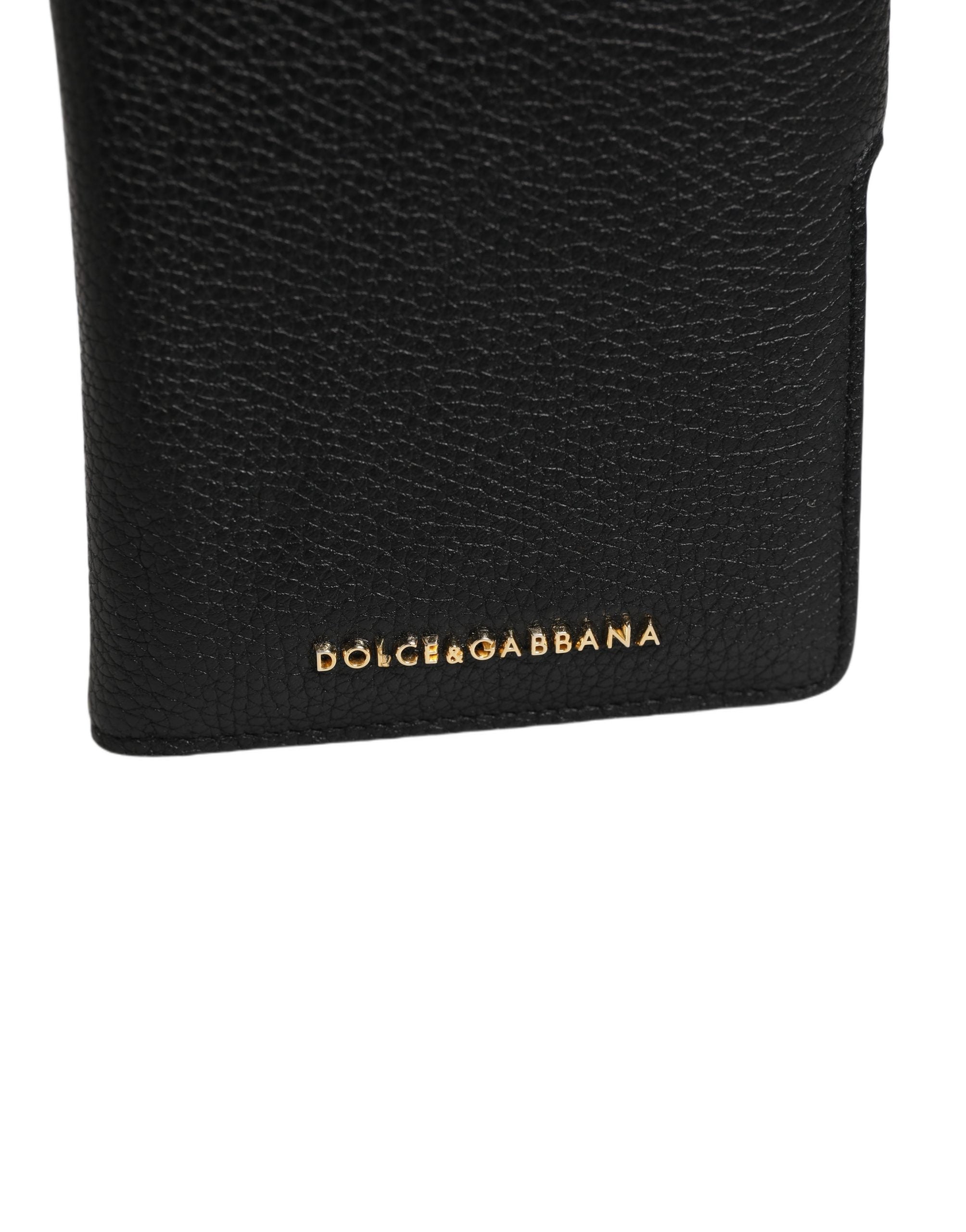 Dolce & Gabbana Case Flip Cover Black Calf Leather iPhone 11 Pro Phone