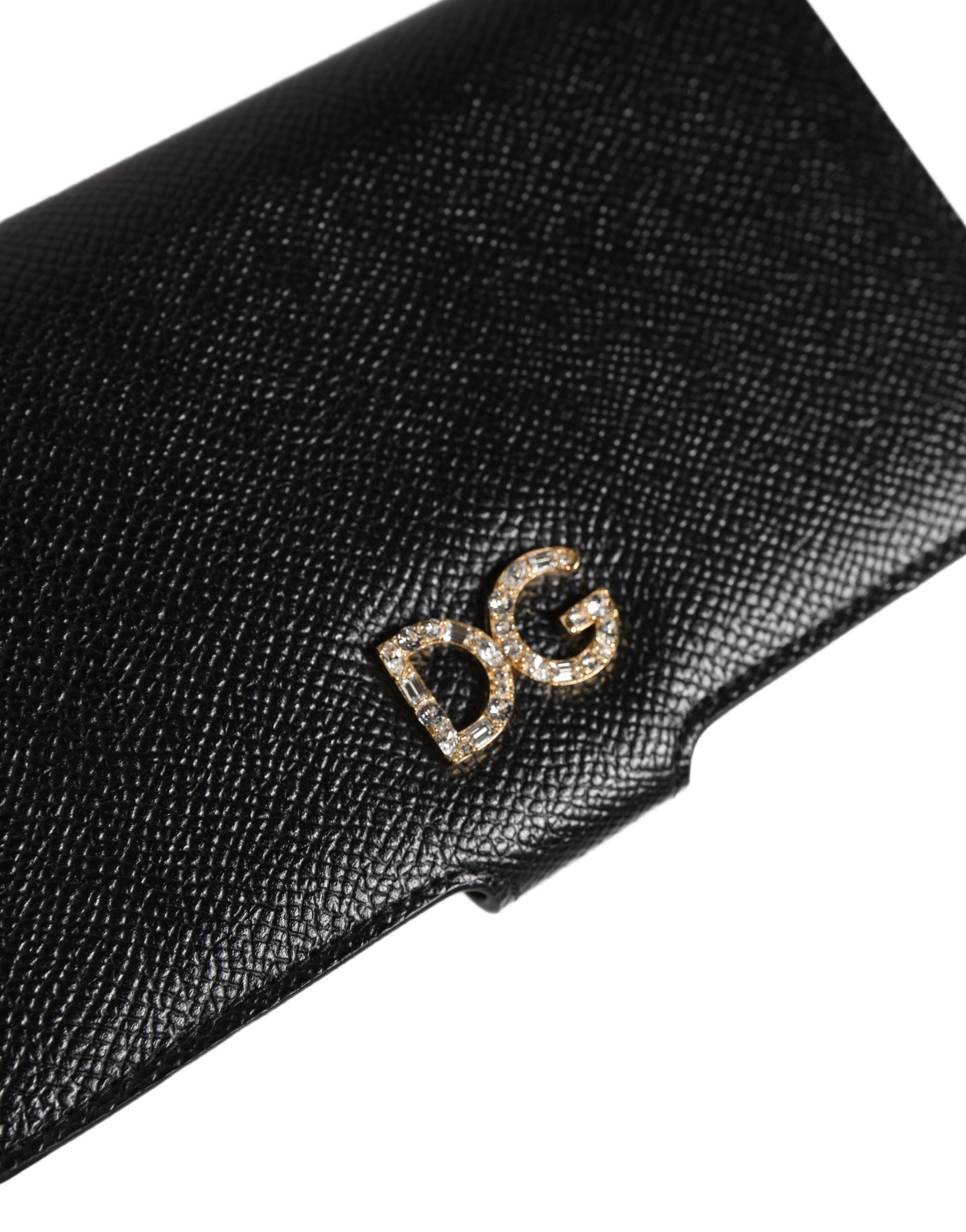 Dolce & Gabbana Telefoonhoesje Flip Cover Zwart Kalfsleer iPhone X - XS