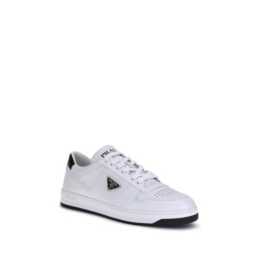 Prada White Calf Leather Bull Low Top Sneakers