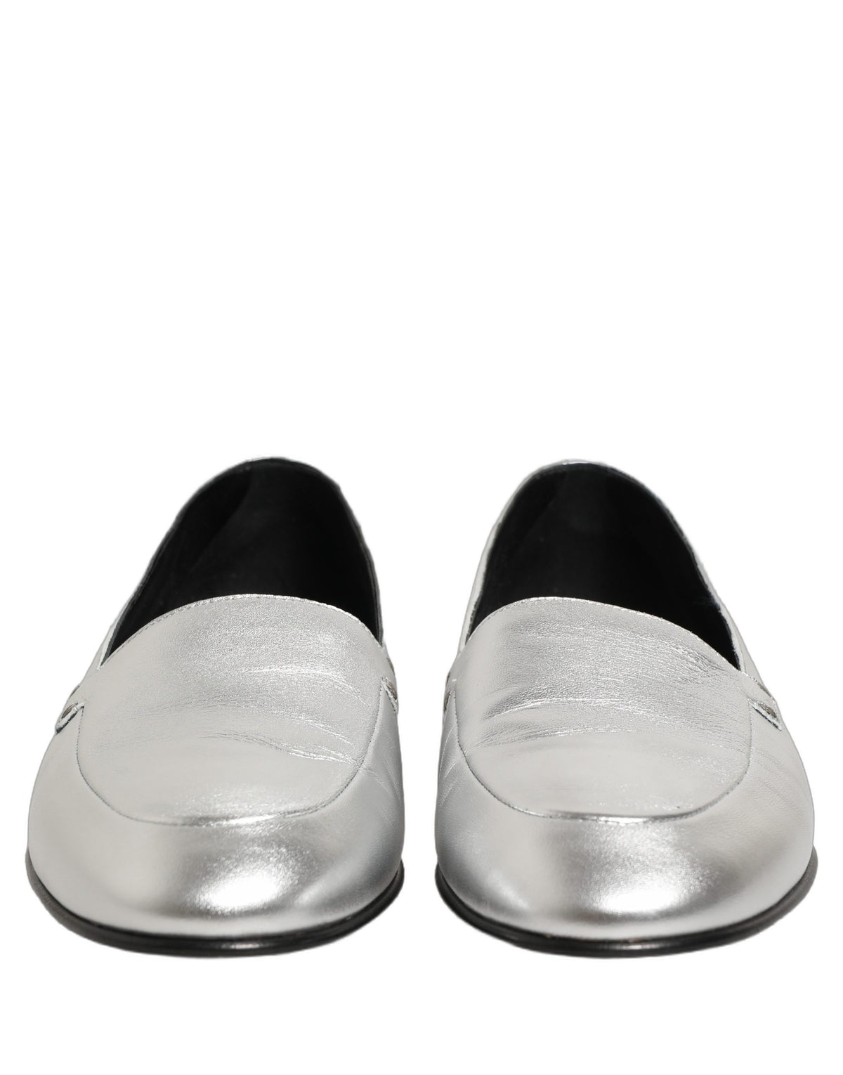 Dolce & Gabbana Zilveren Leren DG Logo Instappers Schoenen
