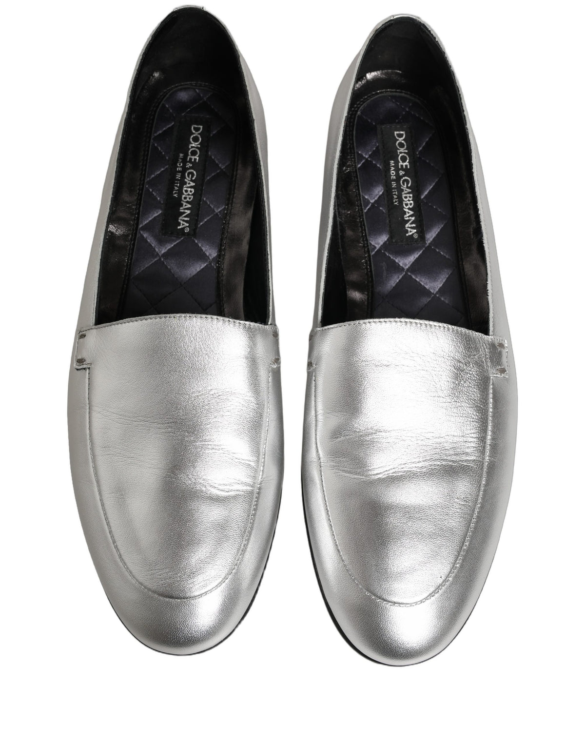 Dolce & Gabbana Zilveren Leren DG Logo Instappers Schoenen