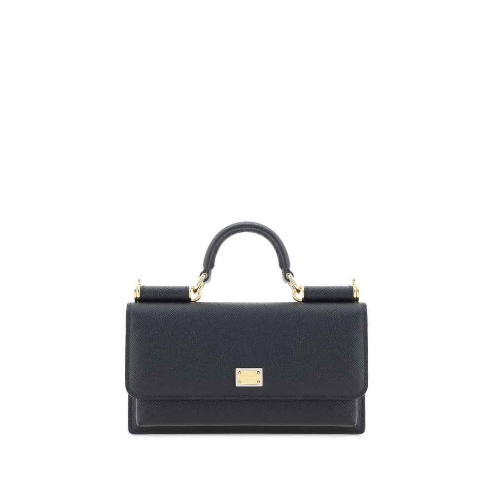 Dolce & Gabbana Zwarte Kalfsleren Schoudertas van Bos Taurus
