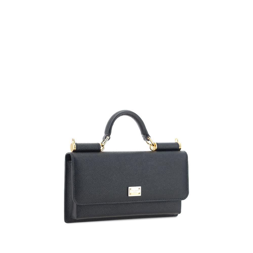 Dolce & Gabbana Zwarte Kalfsleren Schoudertas van Bos Taurus