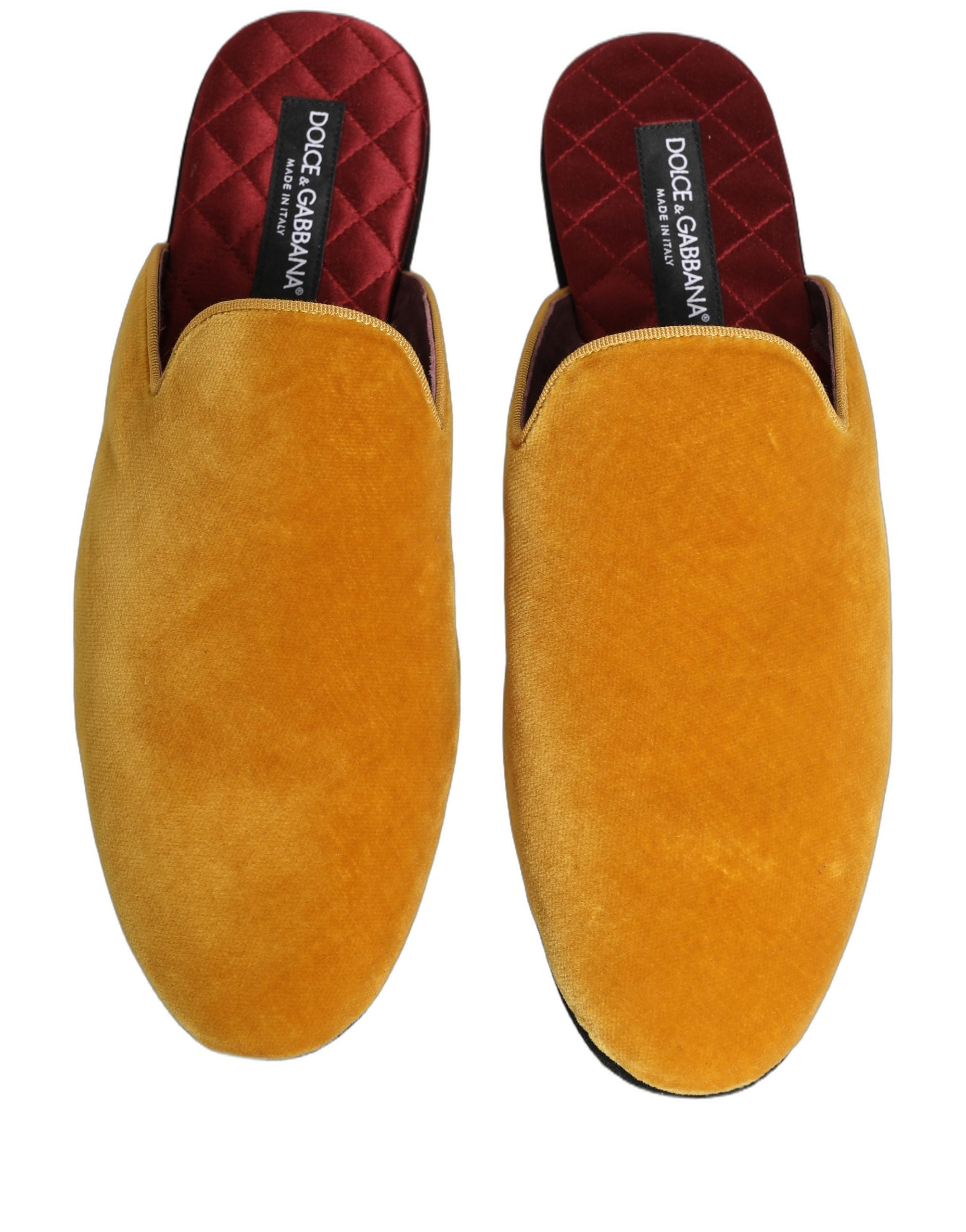 Dolce & Gabbana Yellow Suede Slides Flat Slipper Men's Shoes