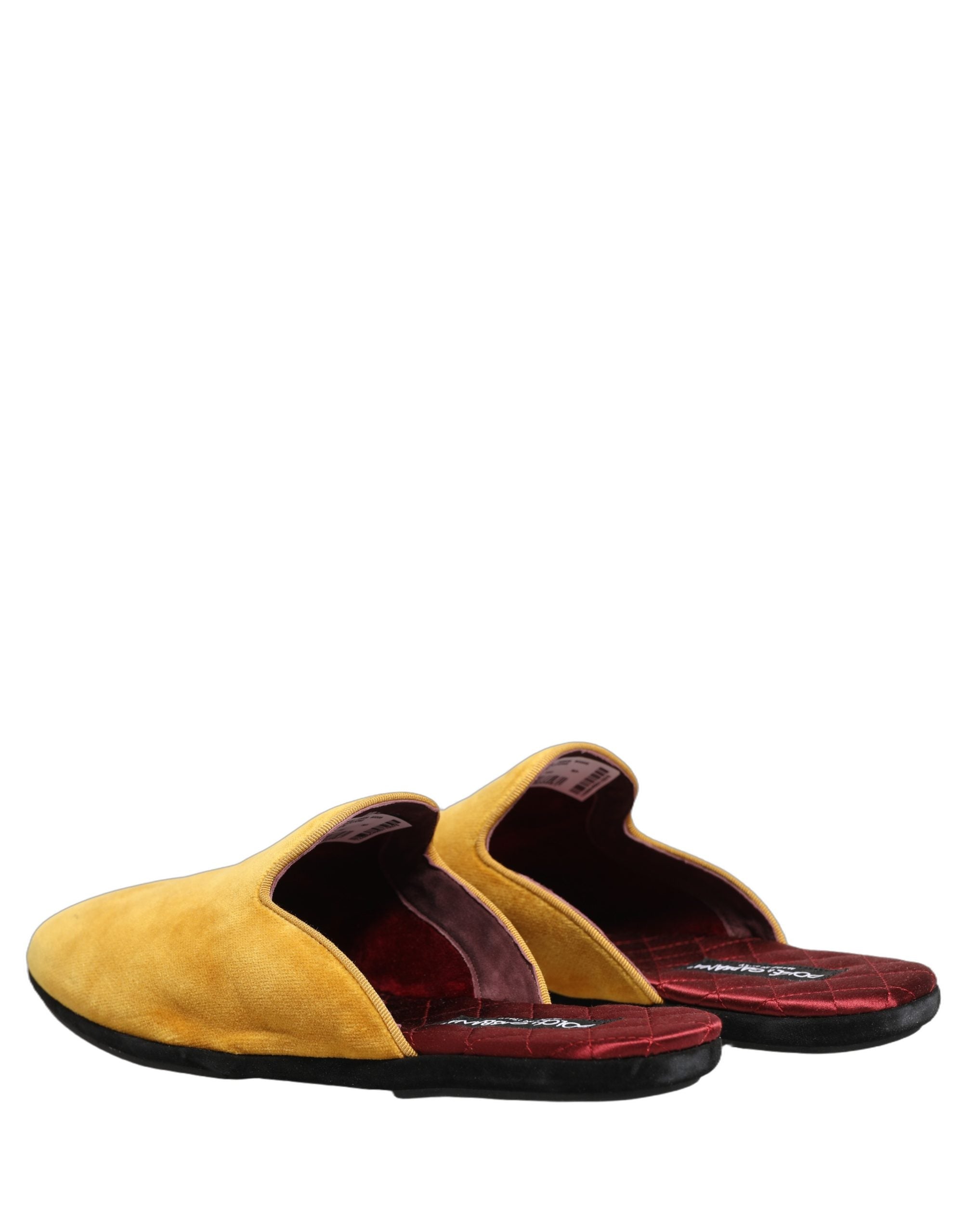 Dolce & Gabbana Yellow Suede Slides Flat Slipper Men's Shoes