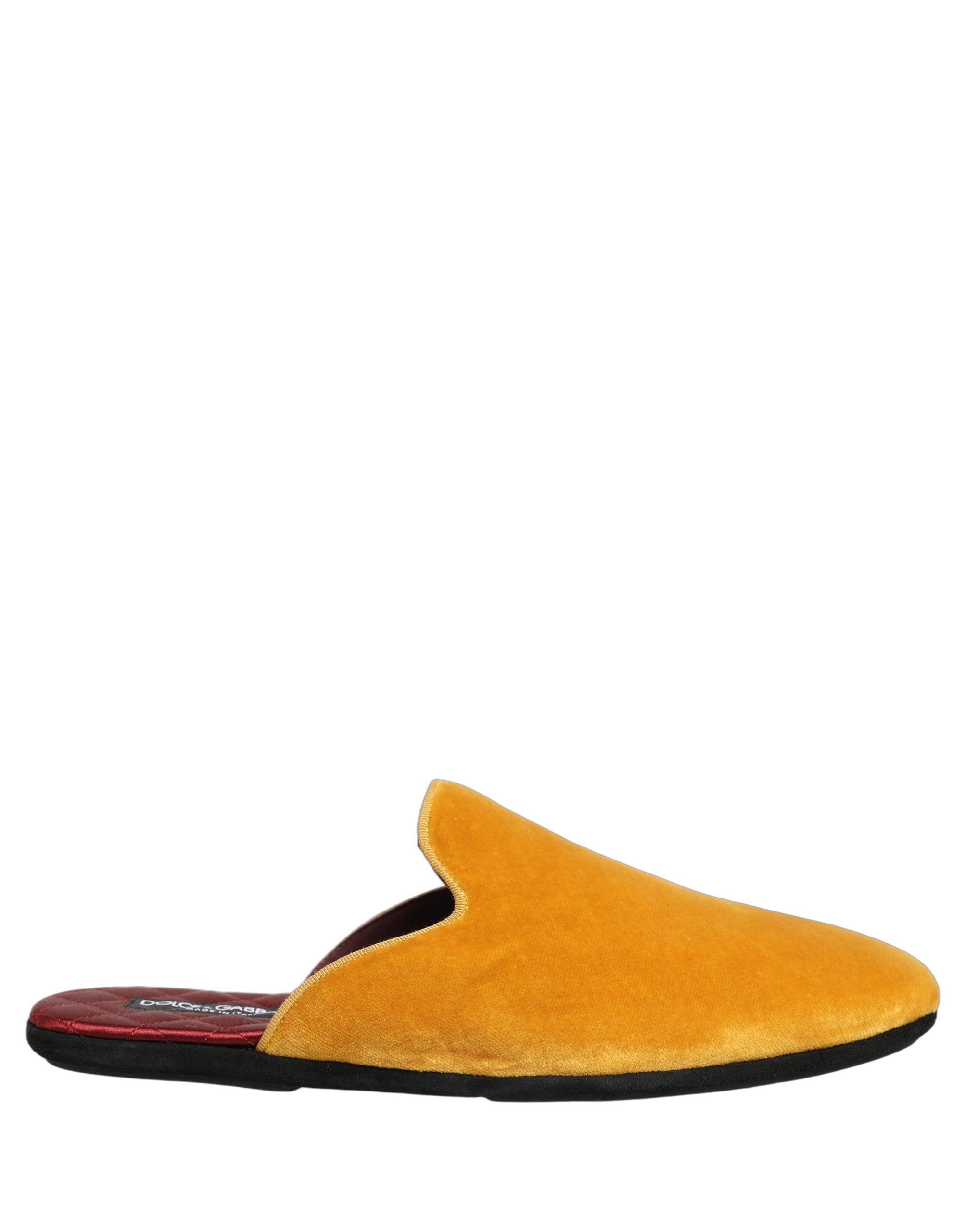 Dolce & Gabbana Yellow Suede Slides Flat Slipper Men's Shoes