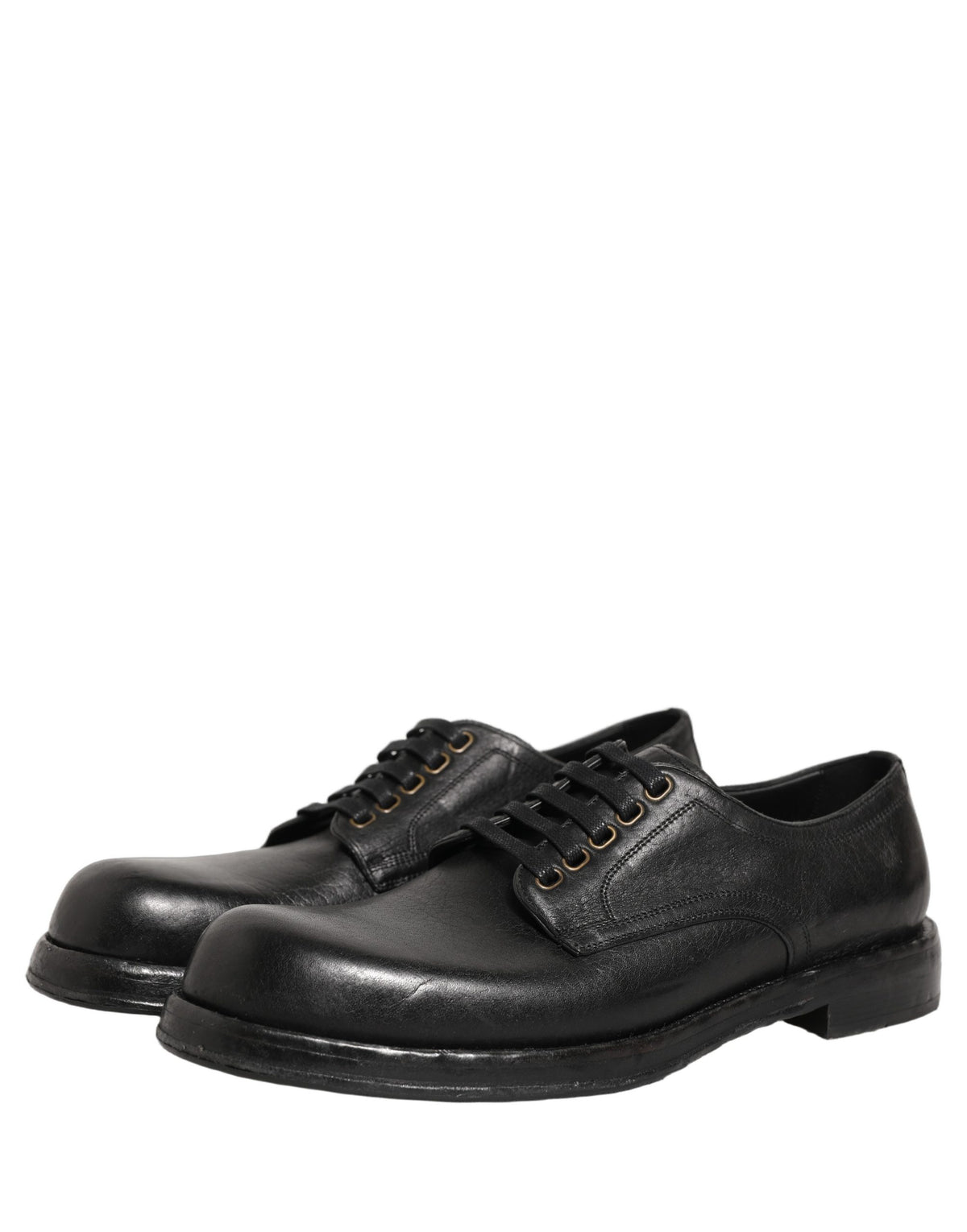 Dolce & Gabbana Zwarte Leren Veterschoenen Derby Geklede Herenschoenen