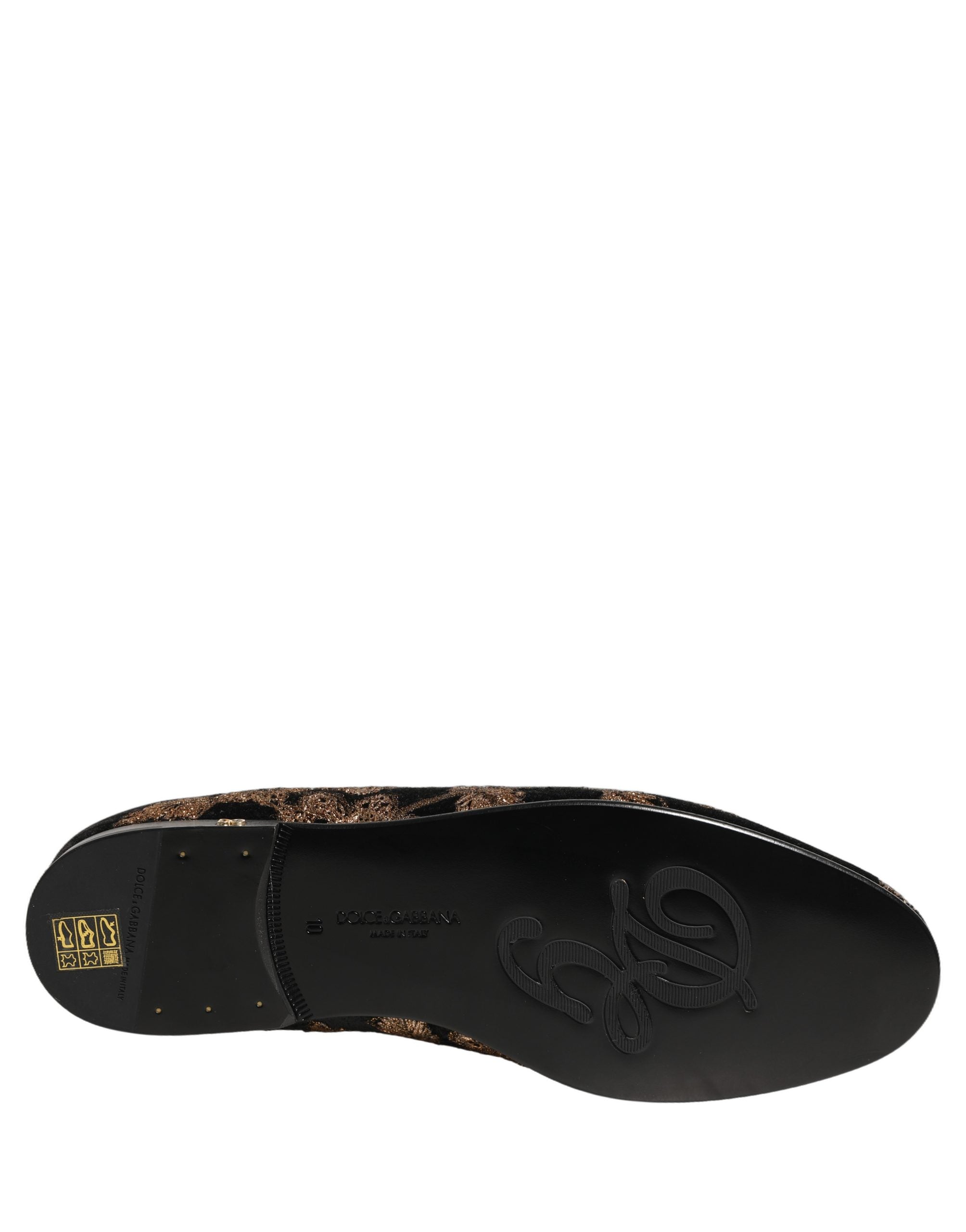 Dolce & Gabbana Zwarte Gebloemde Jacquard Jurk Loafers Schoenen