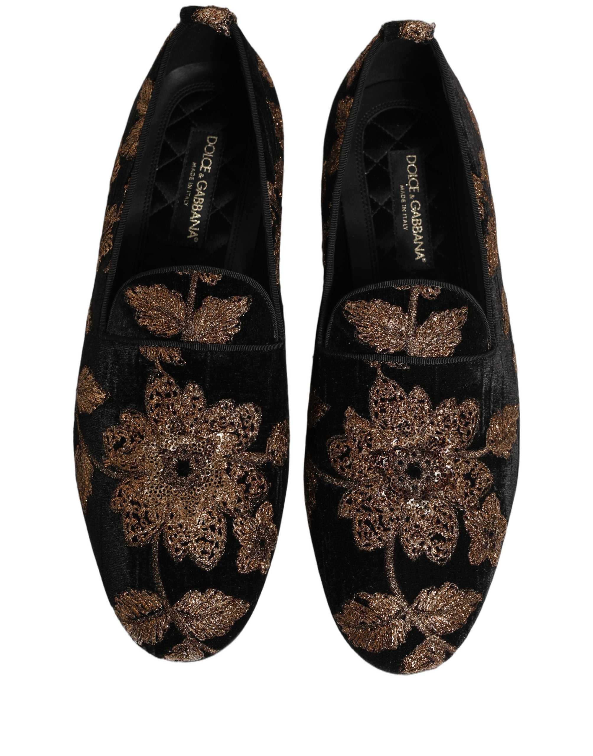 Dolce & Gabbana Zwarte Gebloemde Jacquard Jurk Loafers Schoenen