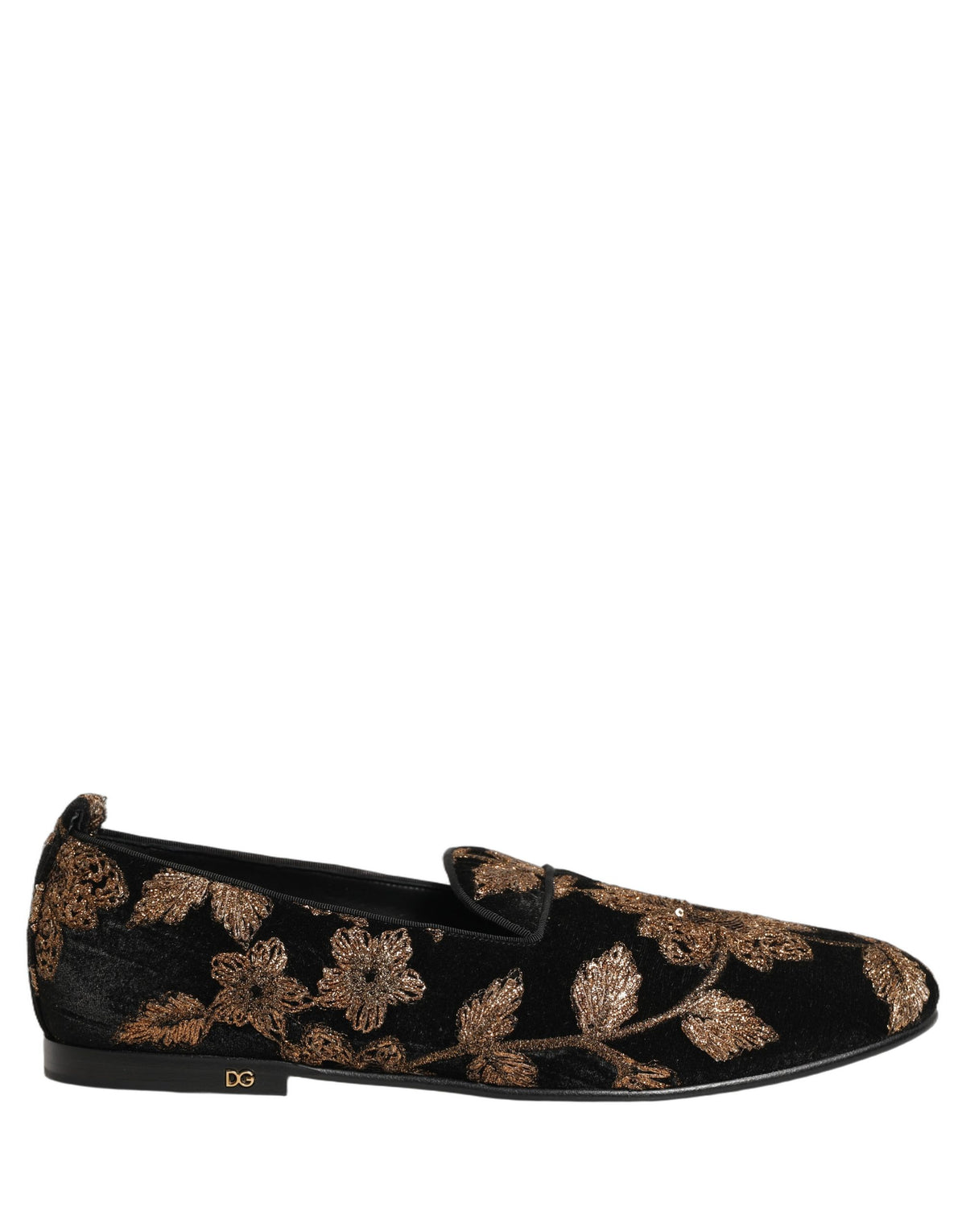 Dolce & Gabbana Zwarte Gebloemde Jacquard Jurk Loafers Schoenen