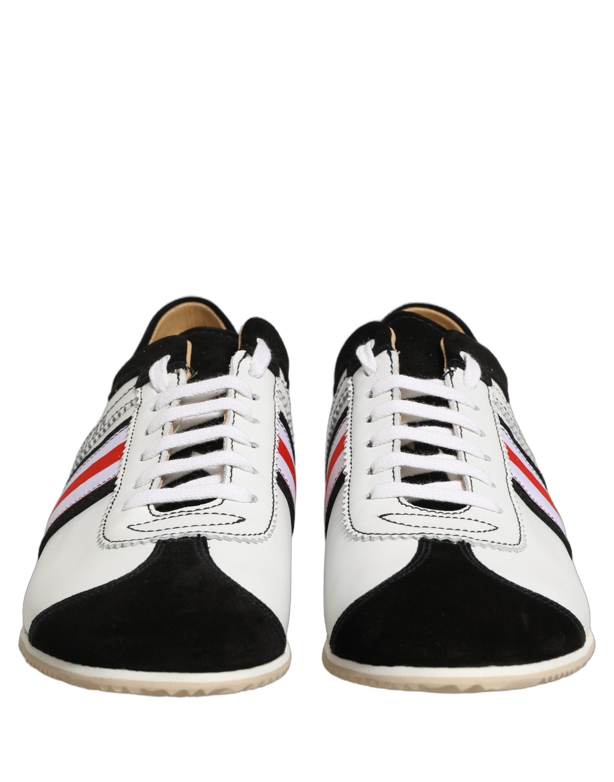 Dolce & Gabbana Zwart Witte Leren Suède Lage Sneakers Schoenen