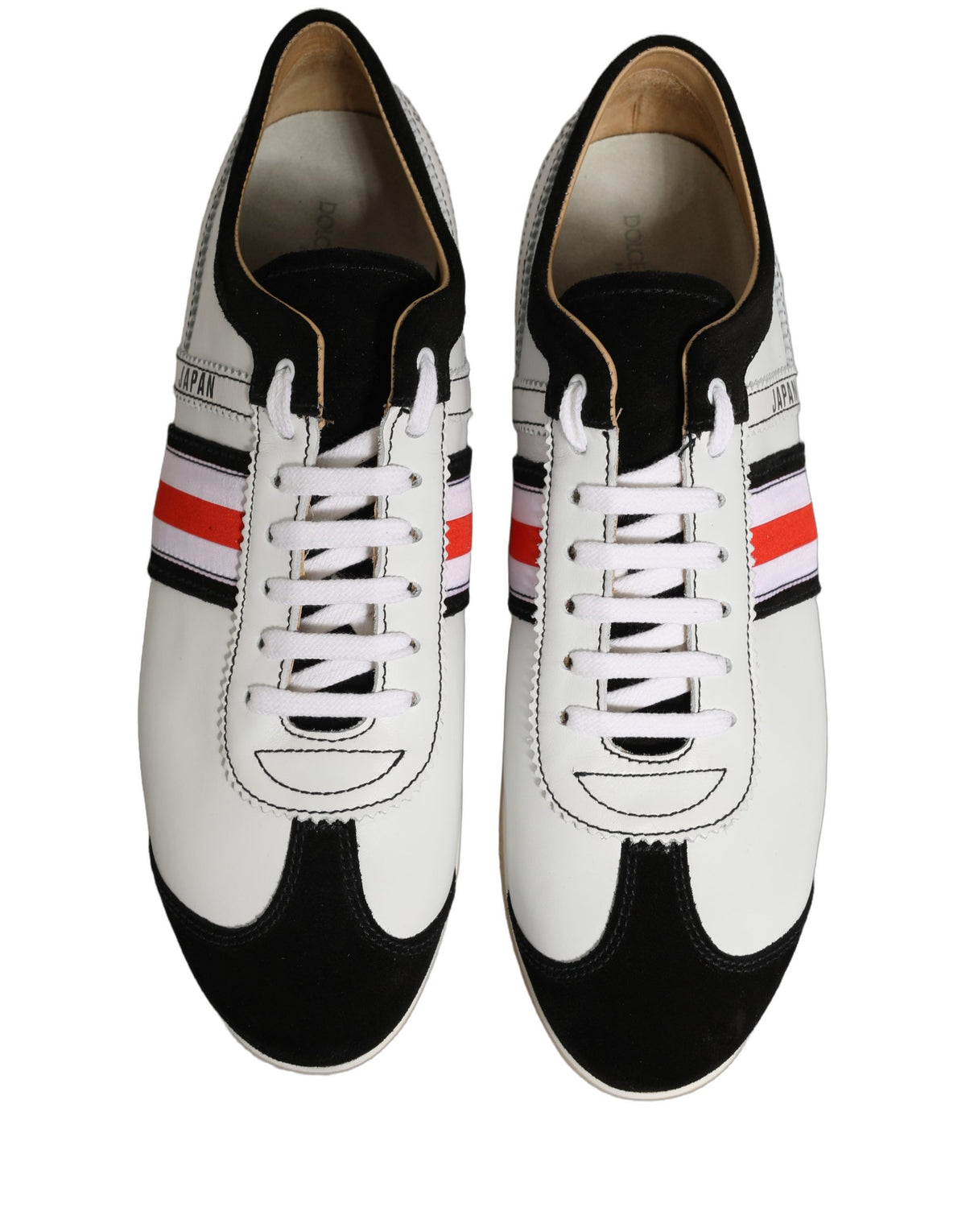 Dolce & Gabbana Zwart Witte Leren Suède Lage Sneakers Schoenen
