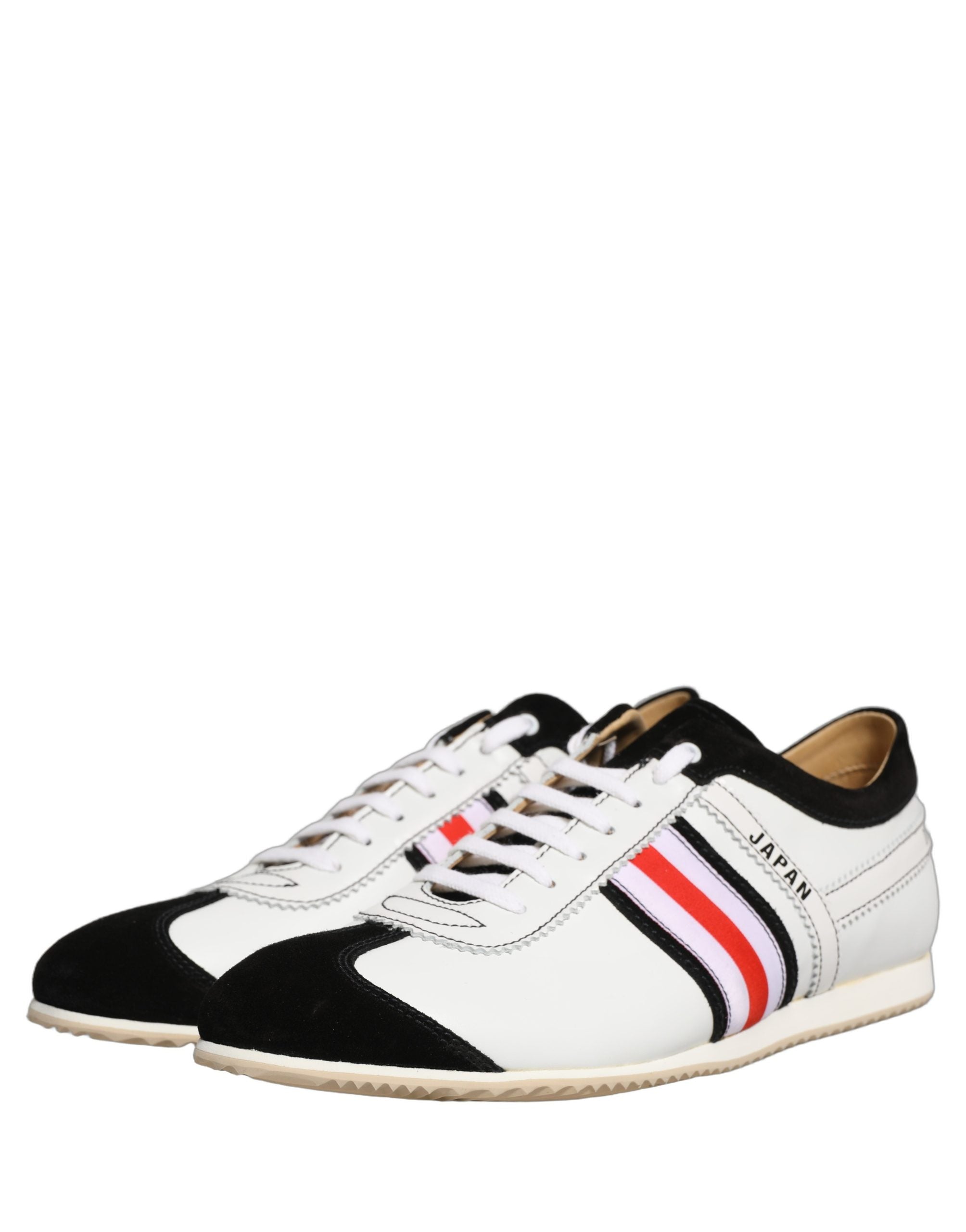 Dolce & Gabbana Zwart Witte Leren Suède Lage Sneakers Schoenen