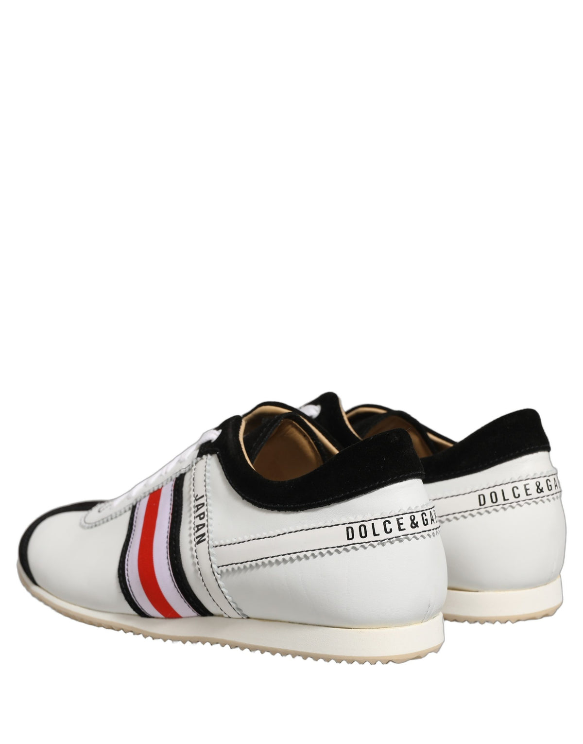 Dolce & Gabbana Zwart Witte Leren Suède Lage Sneakers Schoenen