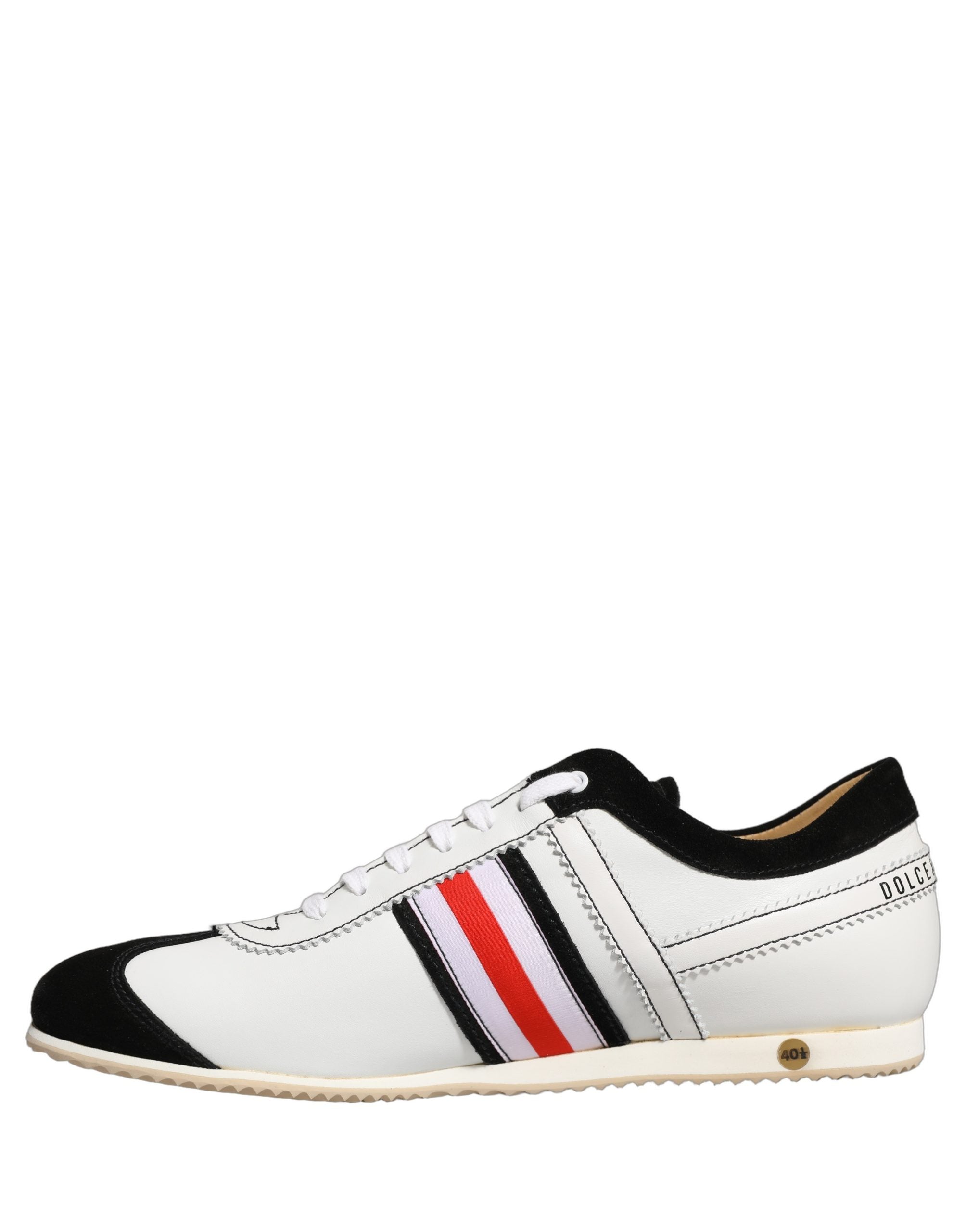 Dolce & Gabbana Zwart Witte Leren Suède Lage Sneakers Schoenen
