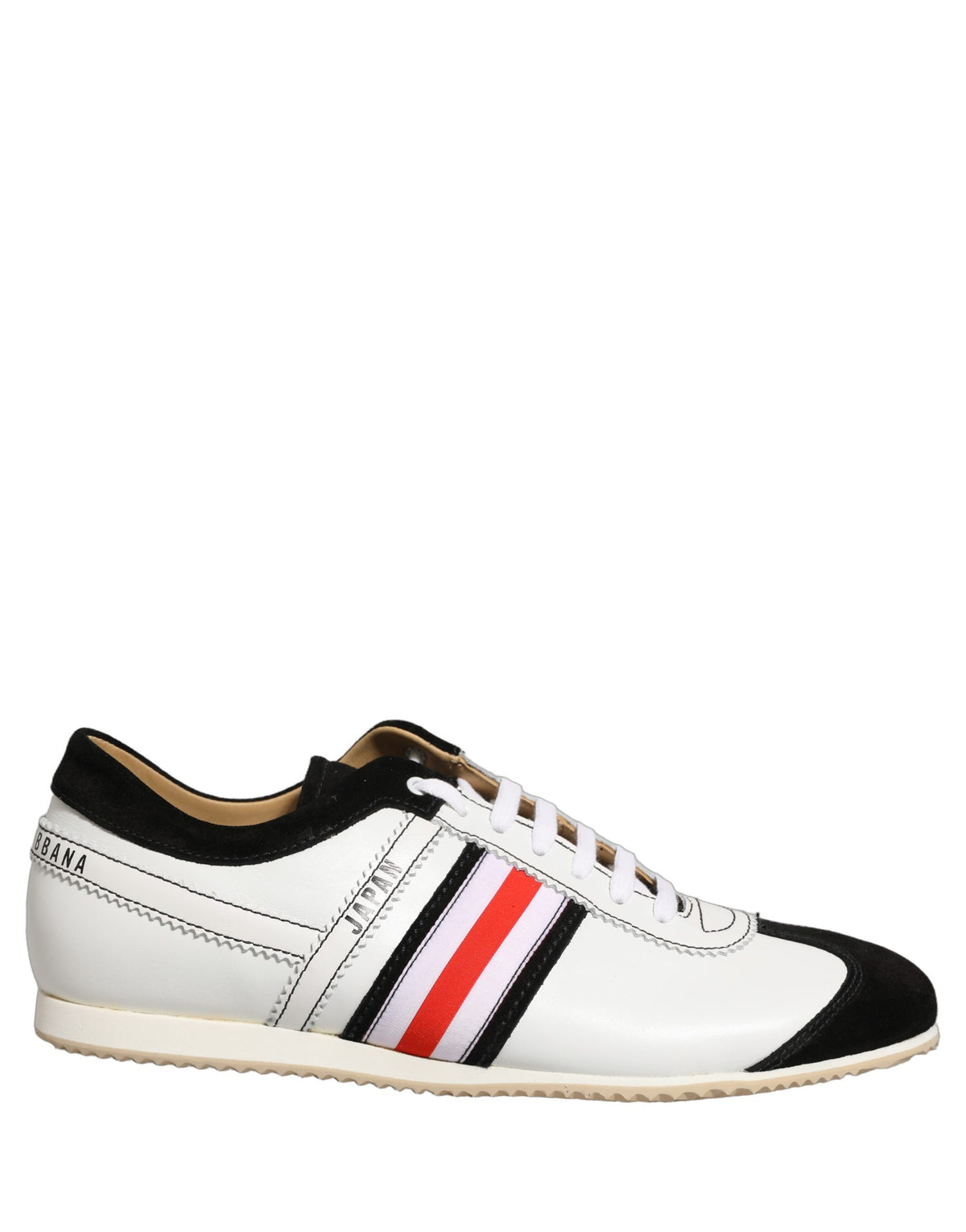 Dolce & Gabbana Zwart Witte Leren Suède Lage Sneakers Schoenen