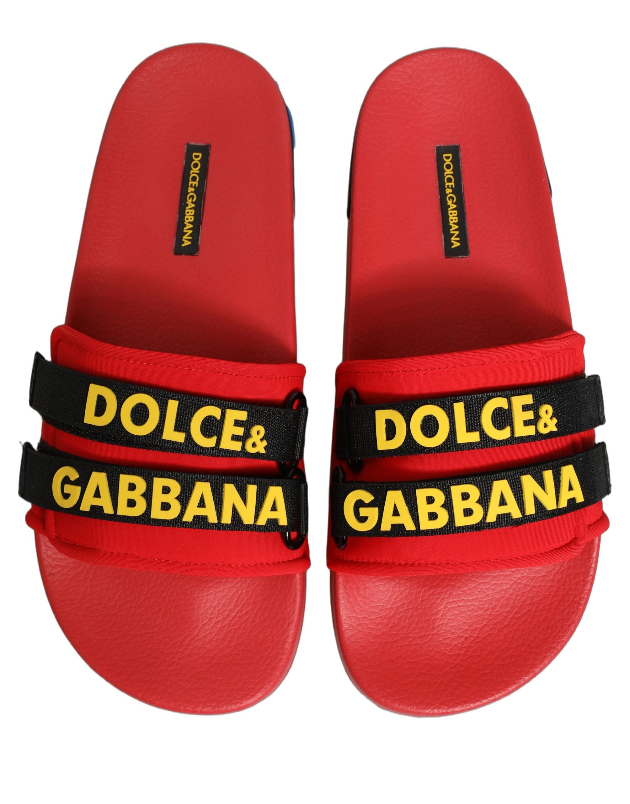 Dolce & Gabbana Rode Neopreen Slides Platte Beachwear Schoenen