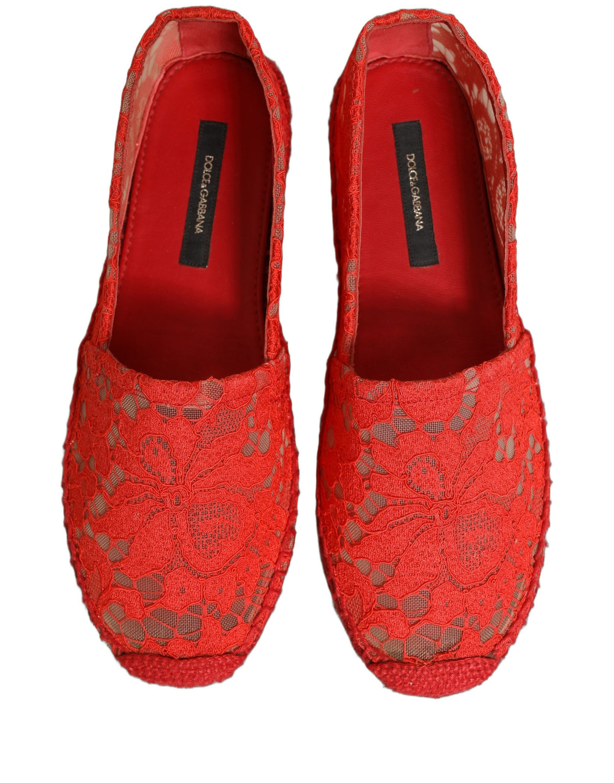 Dolce & Gabbana Rode Taormina Kanten Espadrille Platjes Schoenen