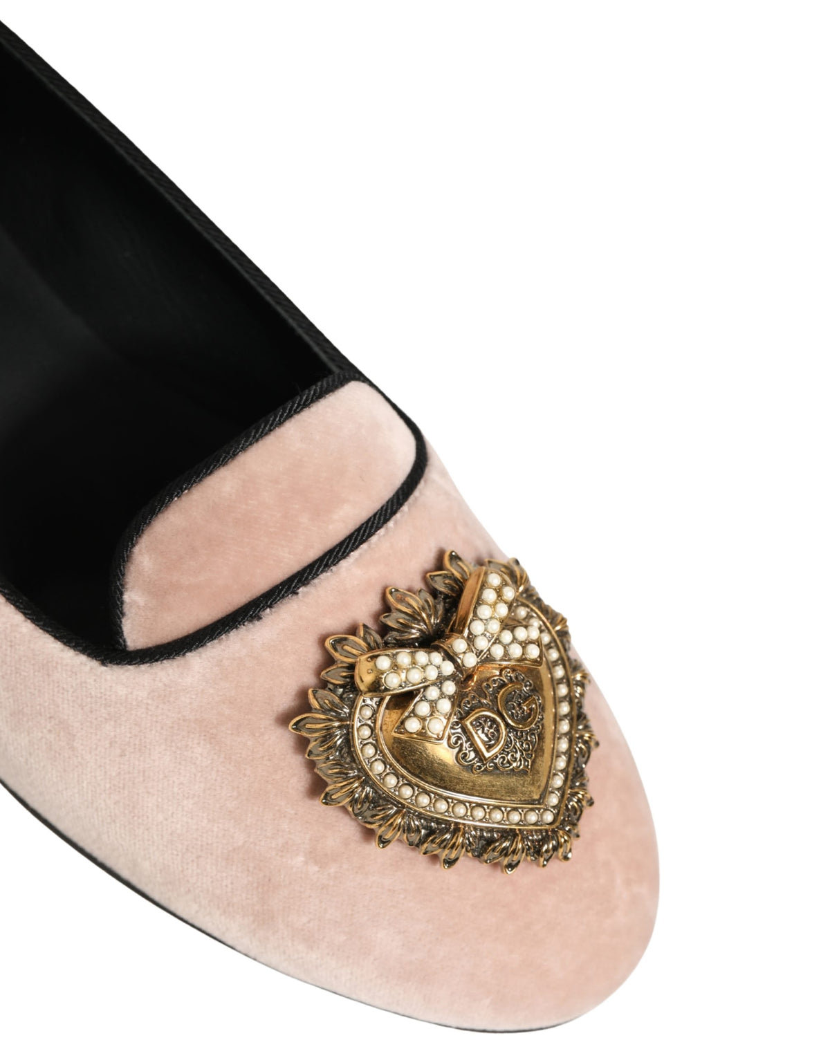 Dolce & Gabbana Roze Fluweel Devotion Instappers Platte Schoenen