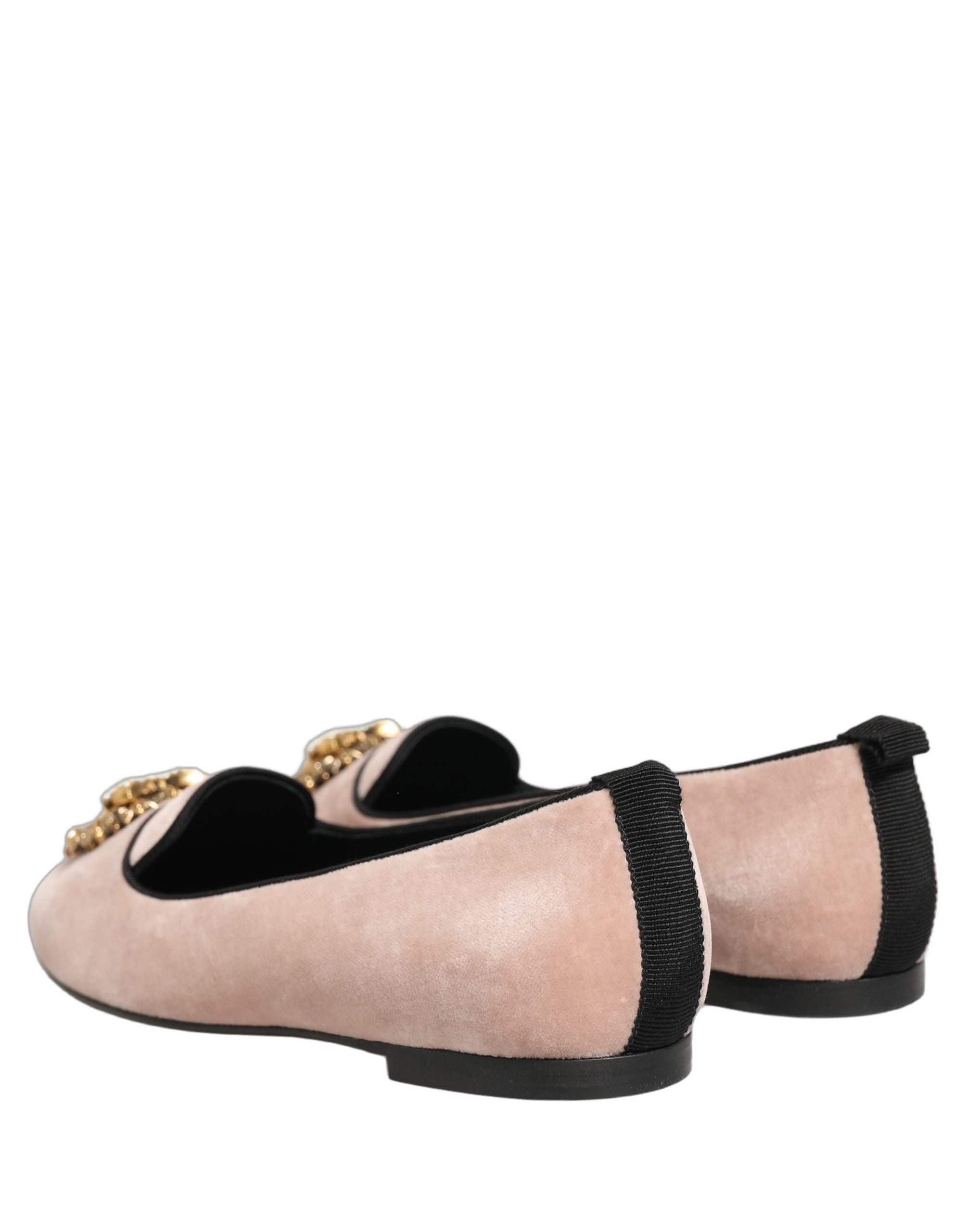 Dolce & Gabbana Roze Fluweel Devotion Instappers Platte Schoenen