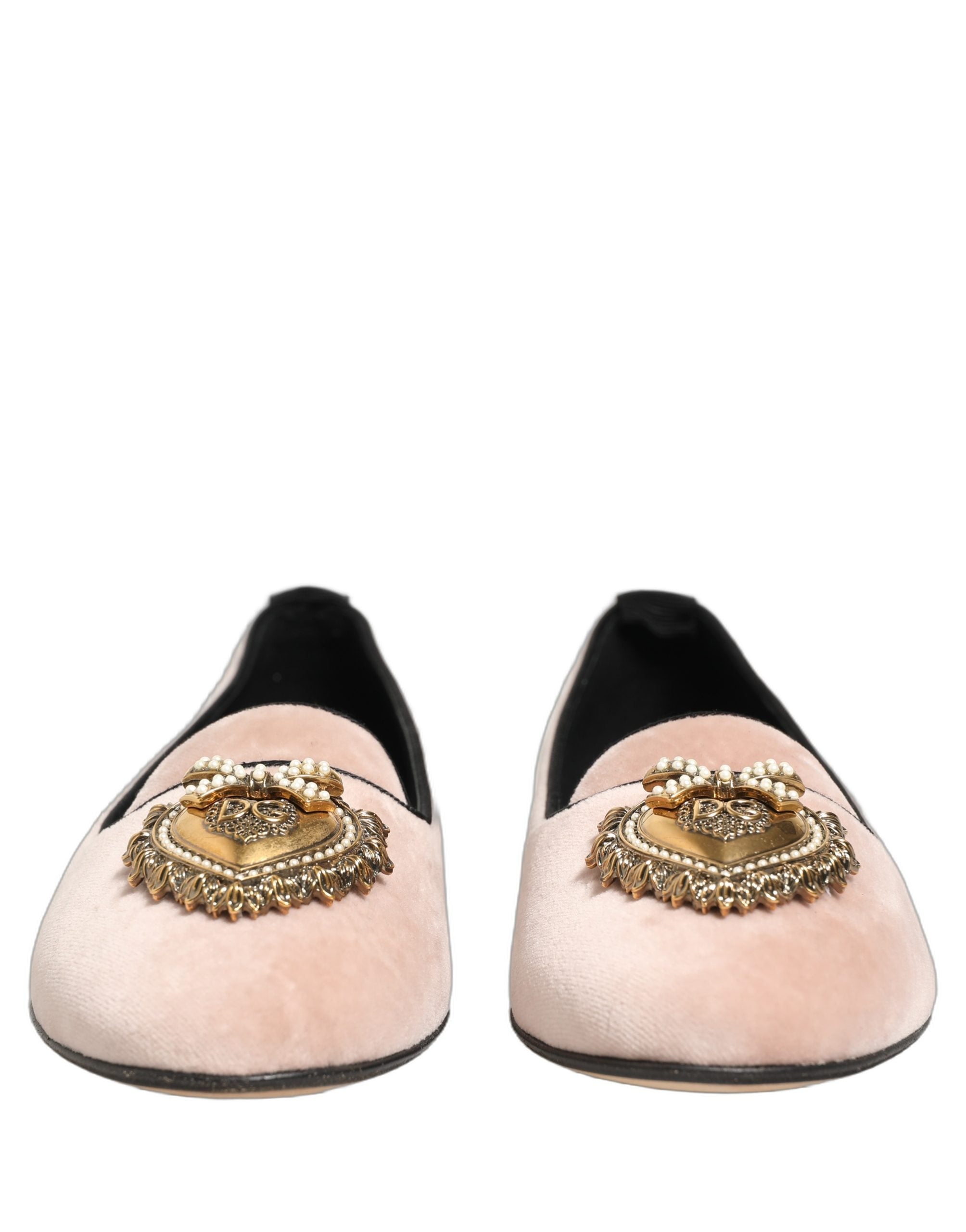 Dolce & Gabbana Roze Fluweel Devotion Instappers Platte Schoenen