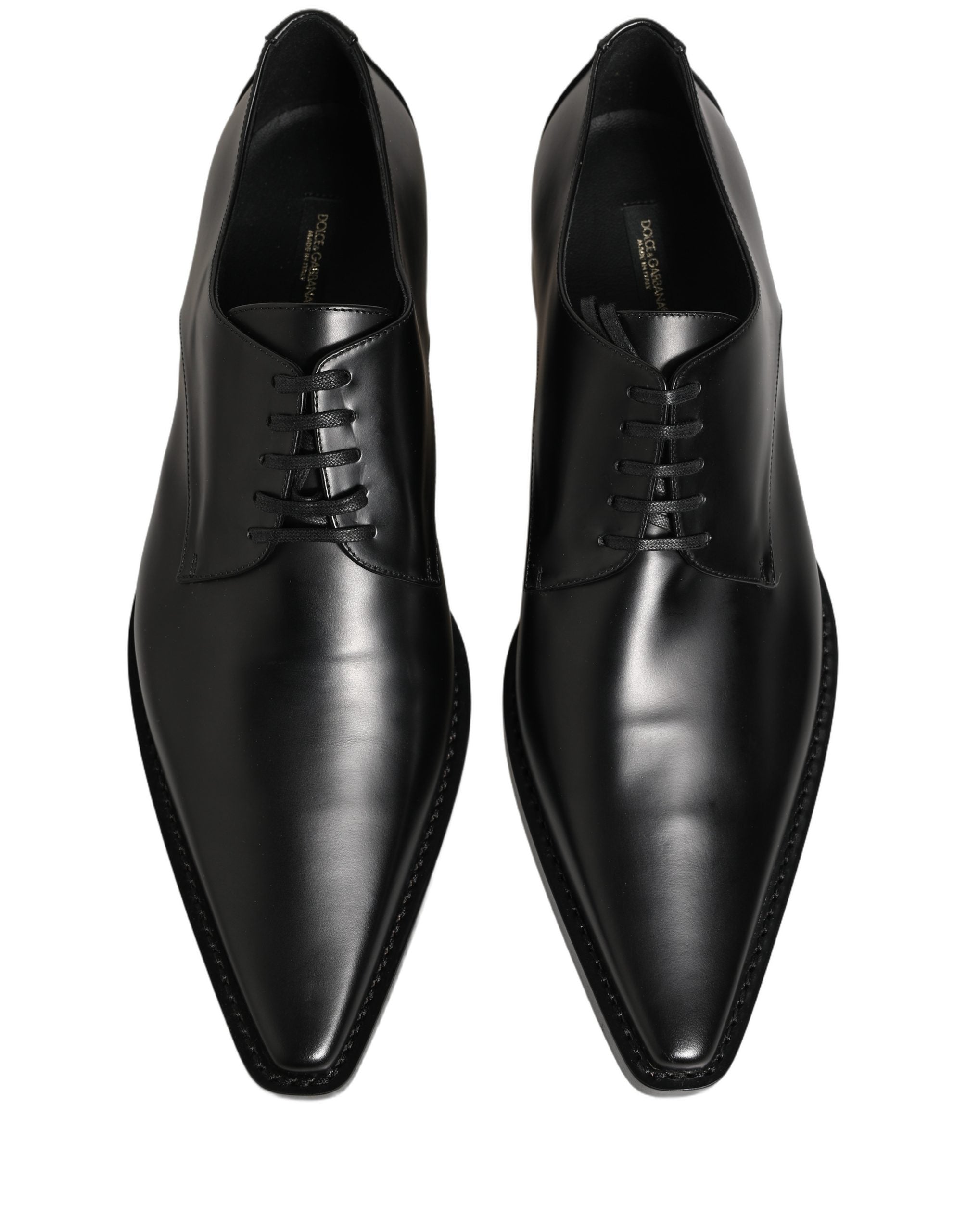 Dolce & Gabbana Zwarte Leren Veterschoenen Derby Geklede Schoenen