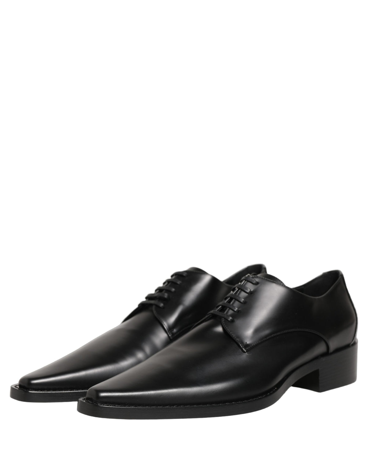 Dolce & Gabbana Zwarte Leren Veterschoenen Derby Geklede Schoenen