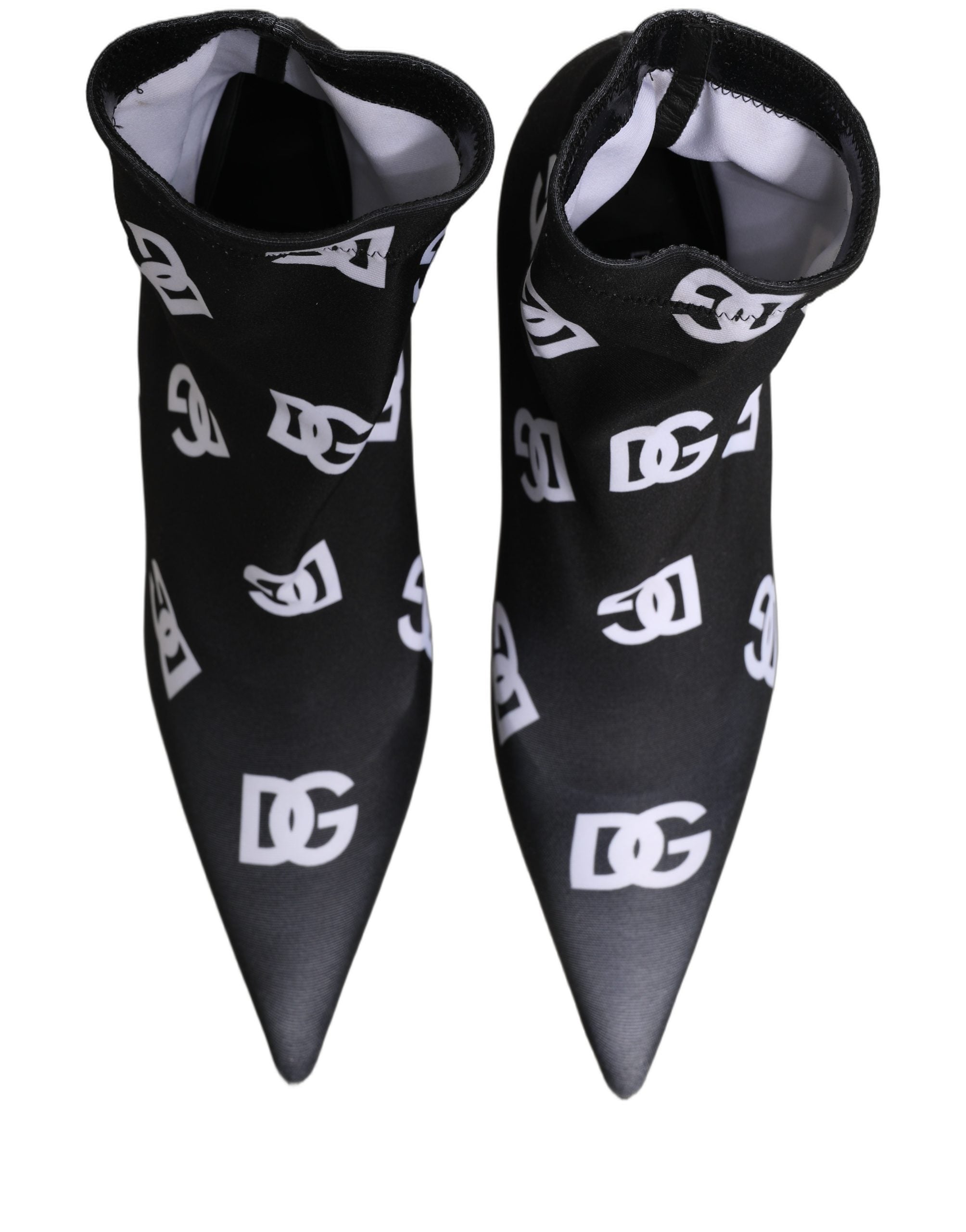 Dolce & Gabbana Black Logo Stretch Heel Ankle Boots Shoes