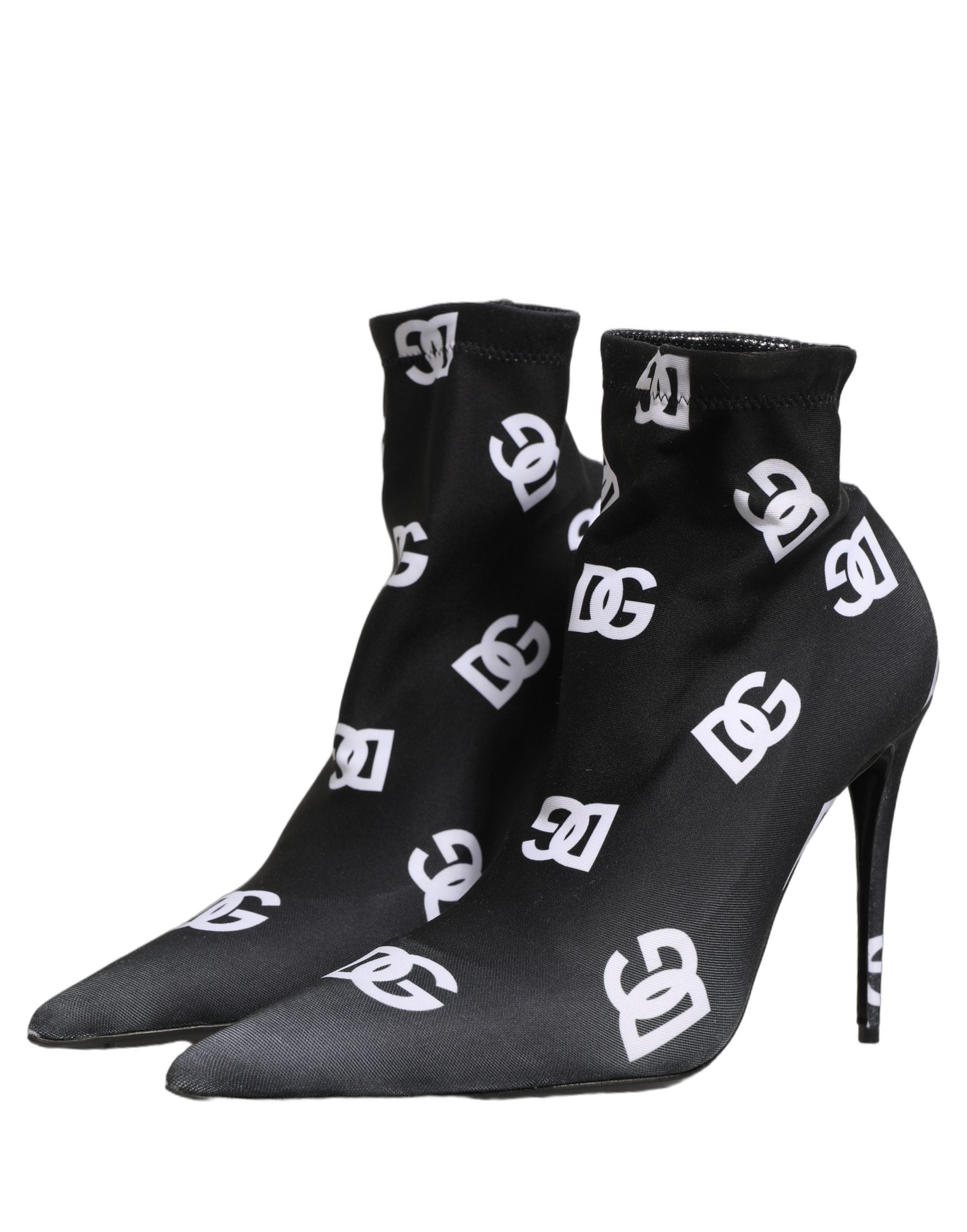 Dolce & Gabbana Black Logo Stretch Heel Ankle Boots Shoes
