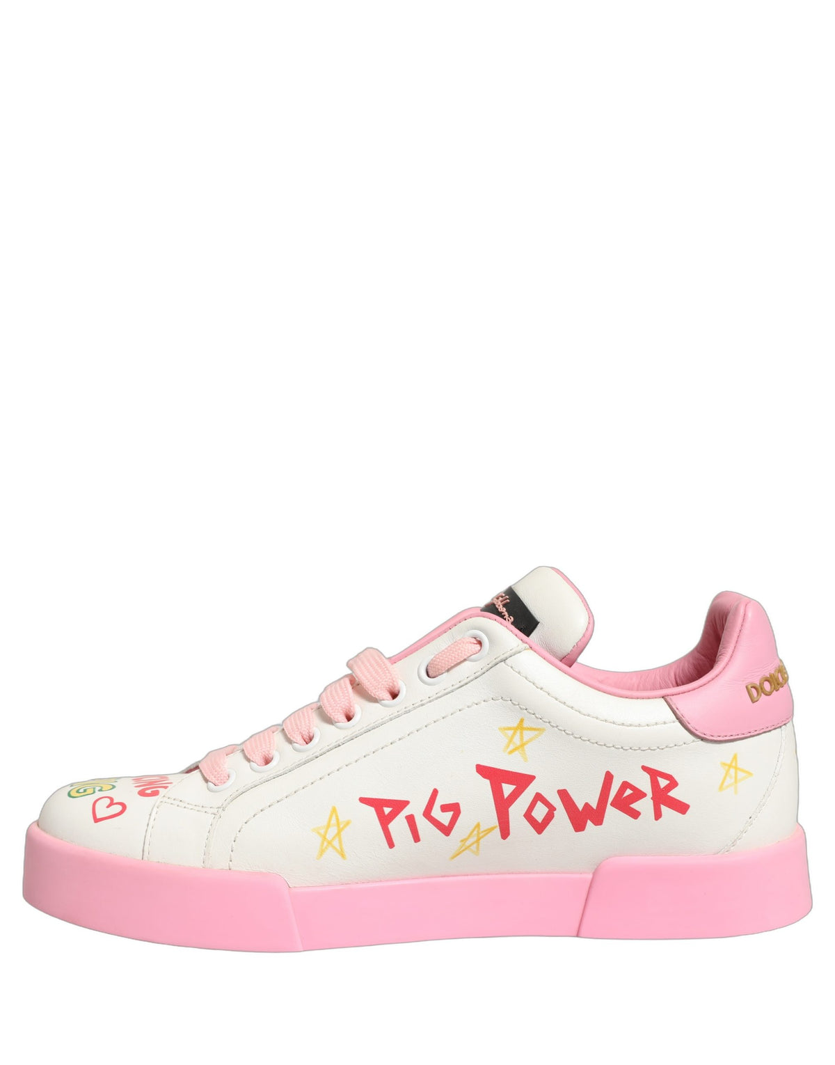 Dolce & Gabbana Wit Roze Portofino Royal Pig Sneakers Schoenen