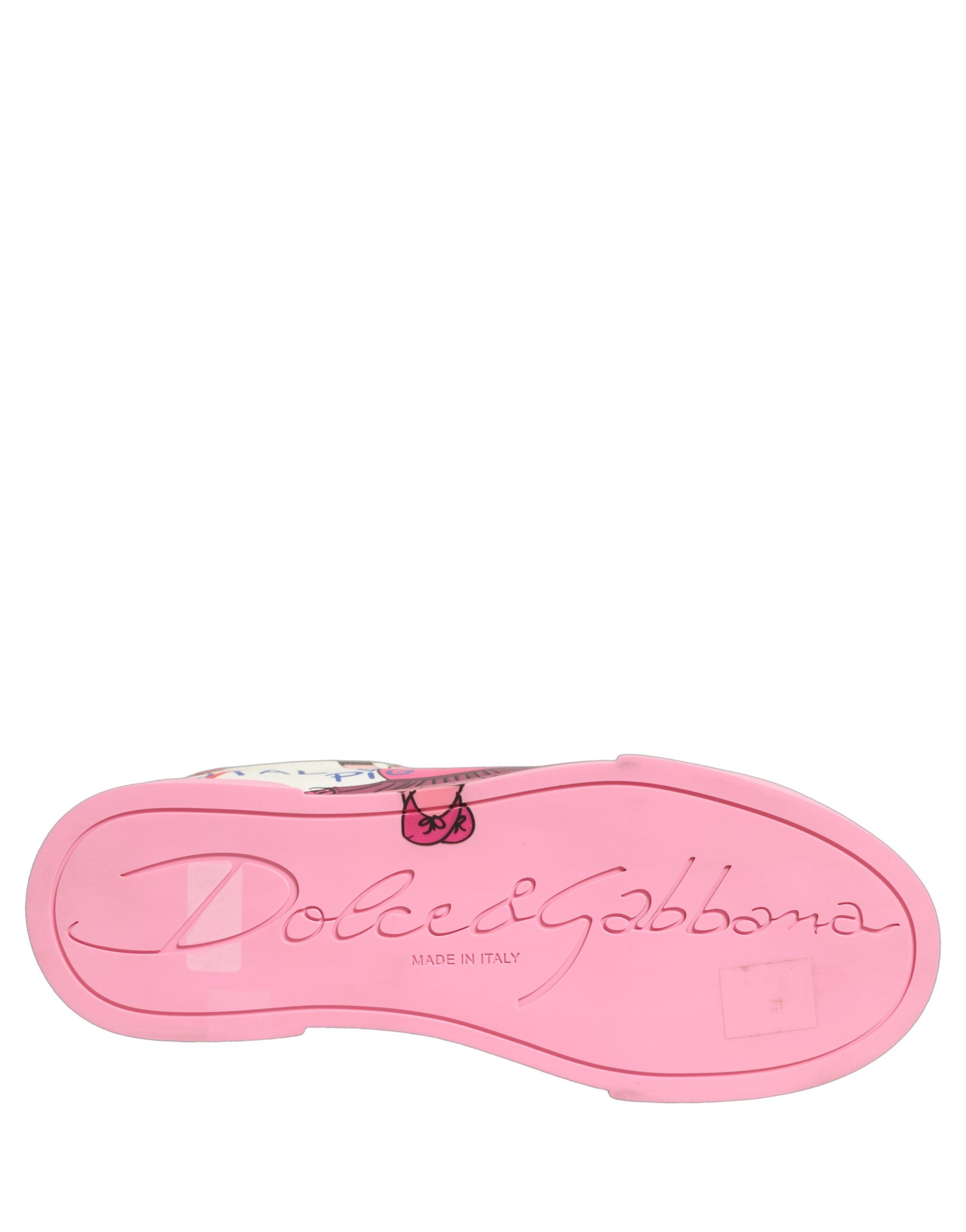 Dolce & Gabbana Wit Roze Portofino Royal Pig Sneakers Schoenen