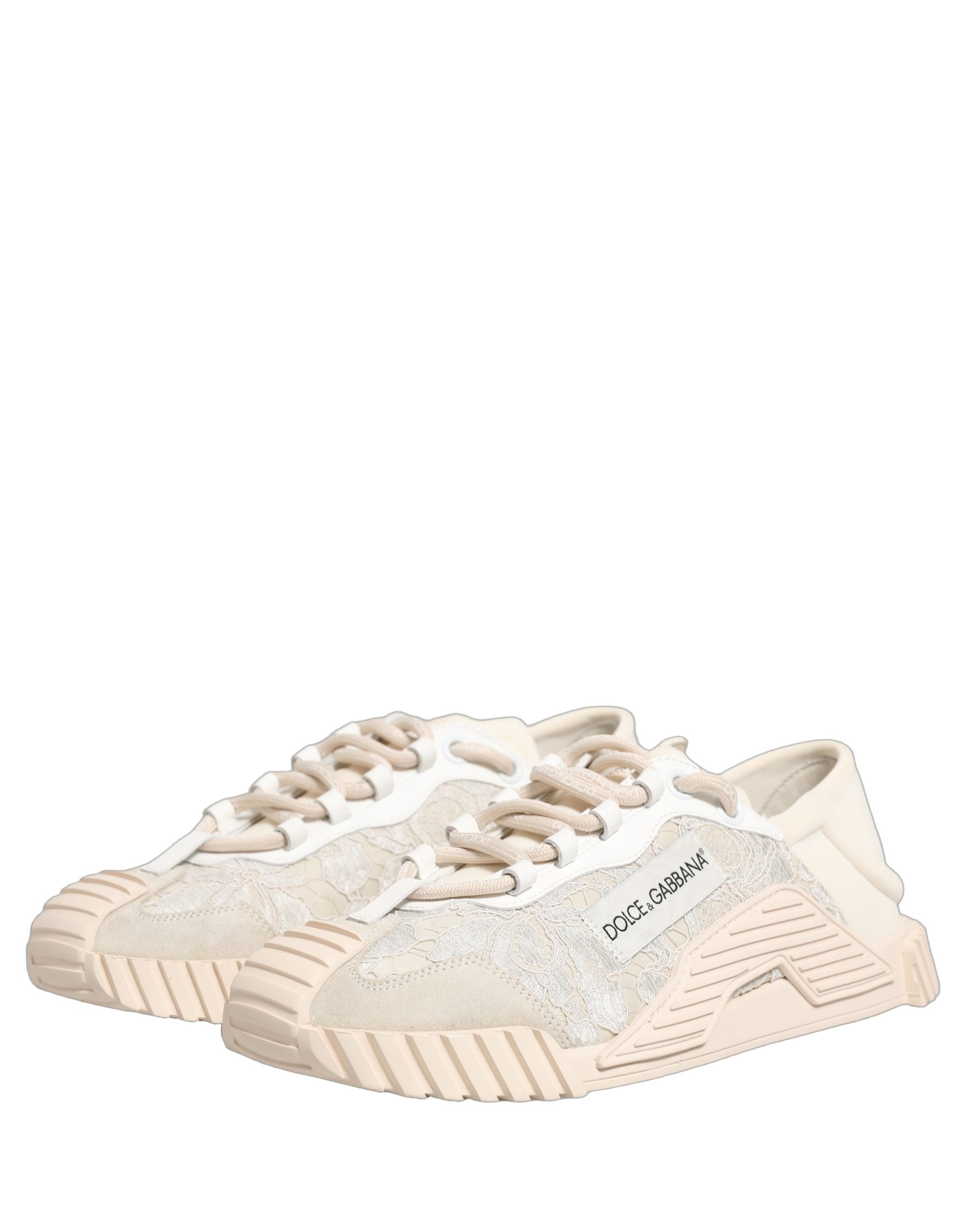 Dolce & Gabbana Witte Kanten NS1 Lage Sneaker Sportschoenen