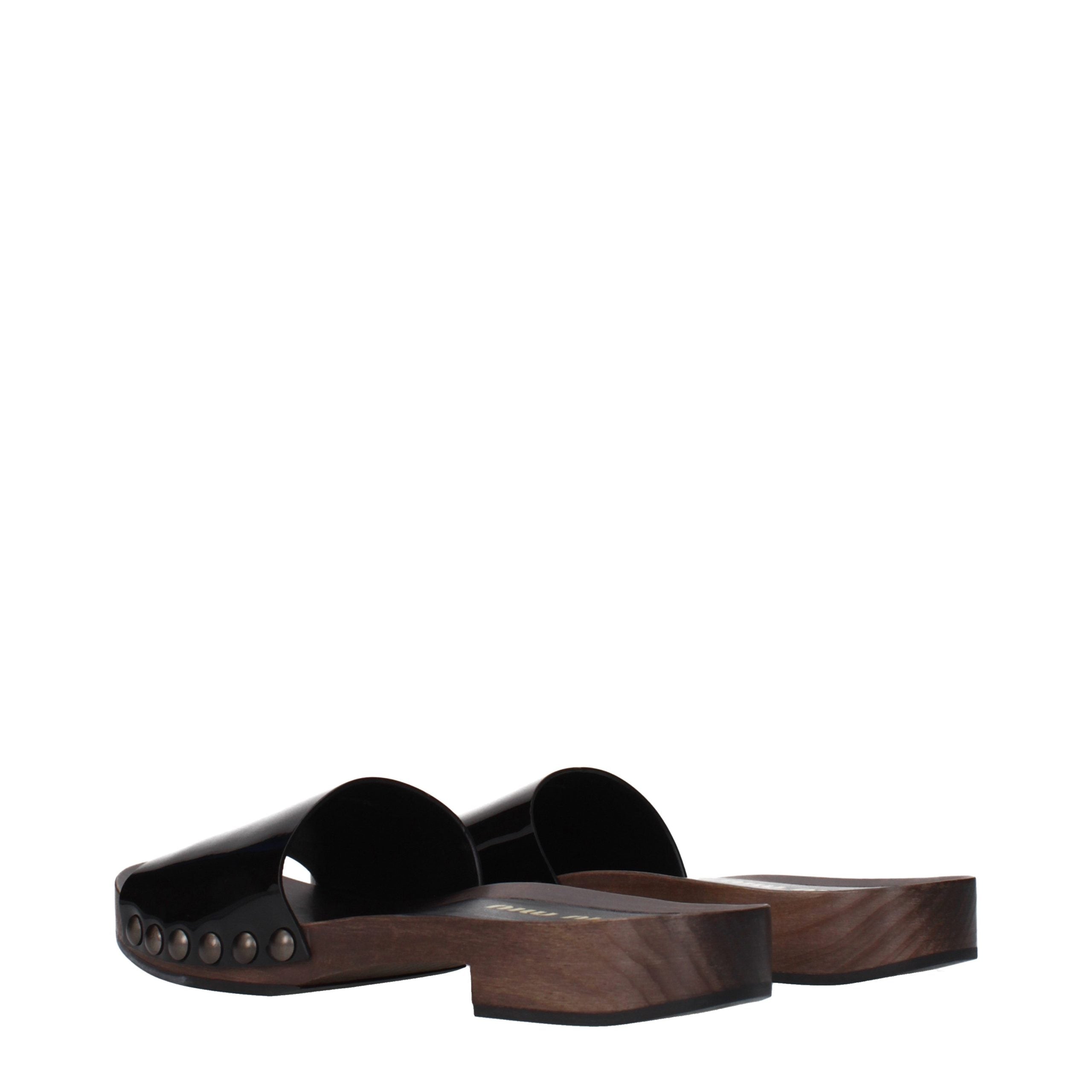 Miu Miu Black Leather Slippers