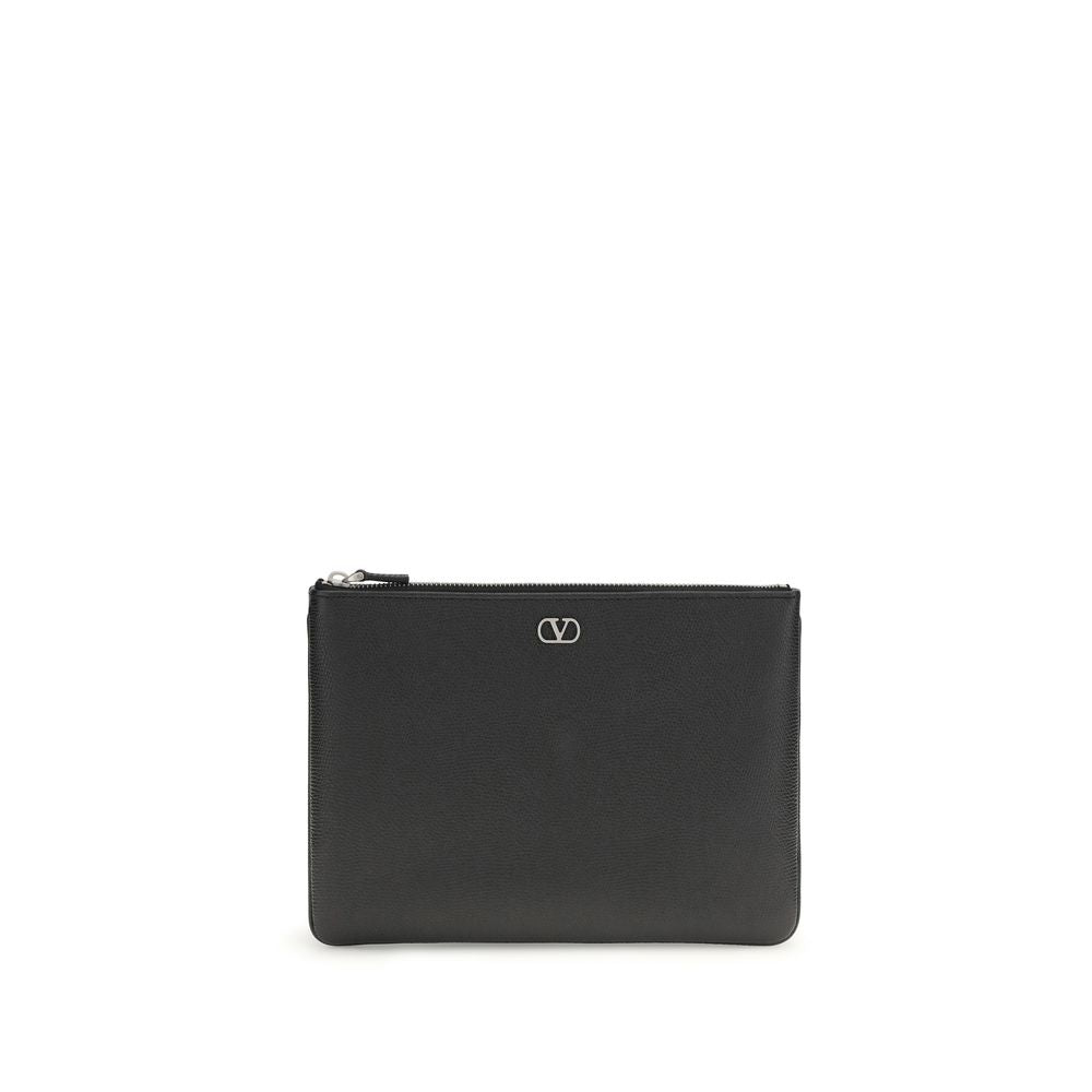 Valentino Garavani Zwarte Kalfsleren Bos Taurus Clutch Tas