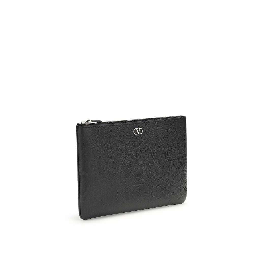Valentino Garavani Zwarte Kalfsleren Bos Taurus Clutch Tas