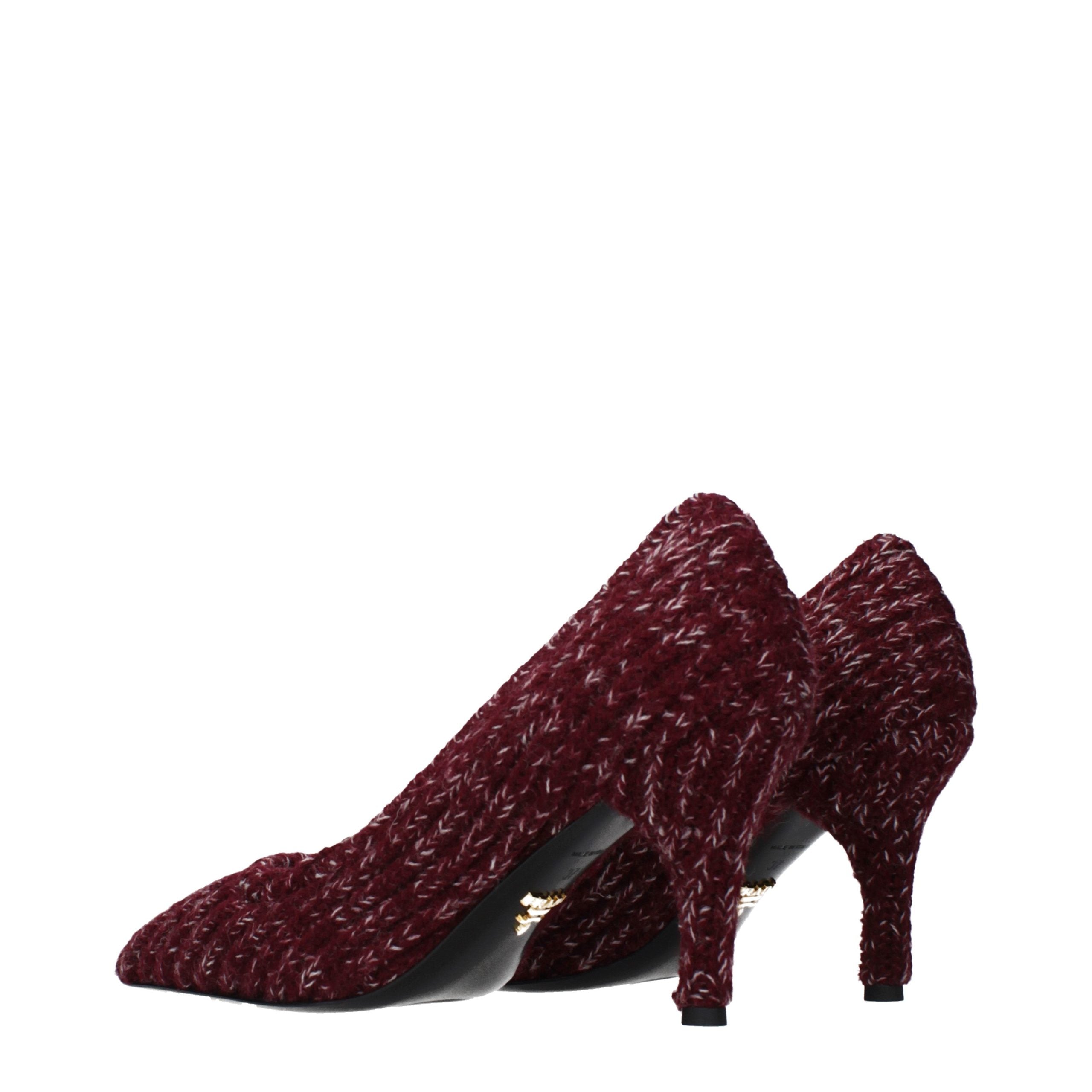 Prada Red Fabric Mid-Heel Pumps