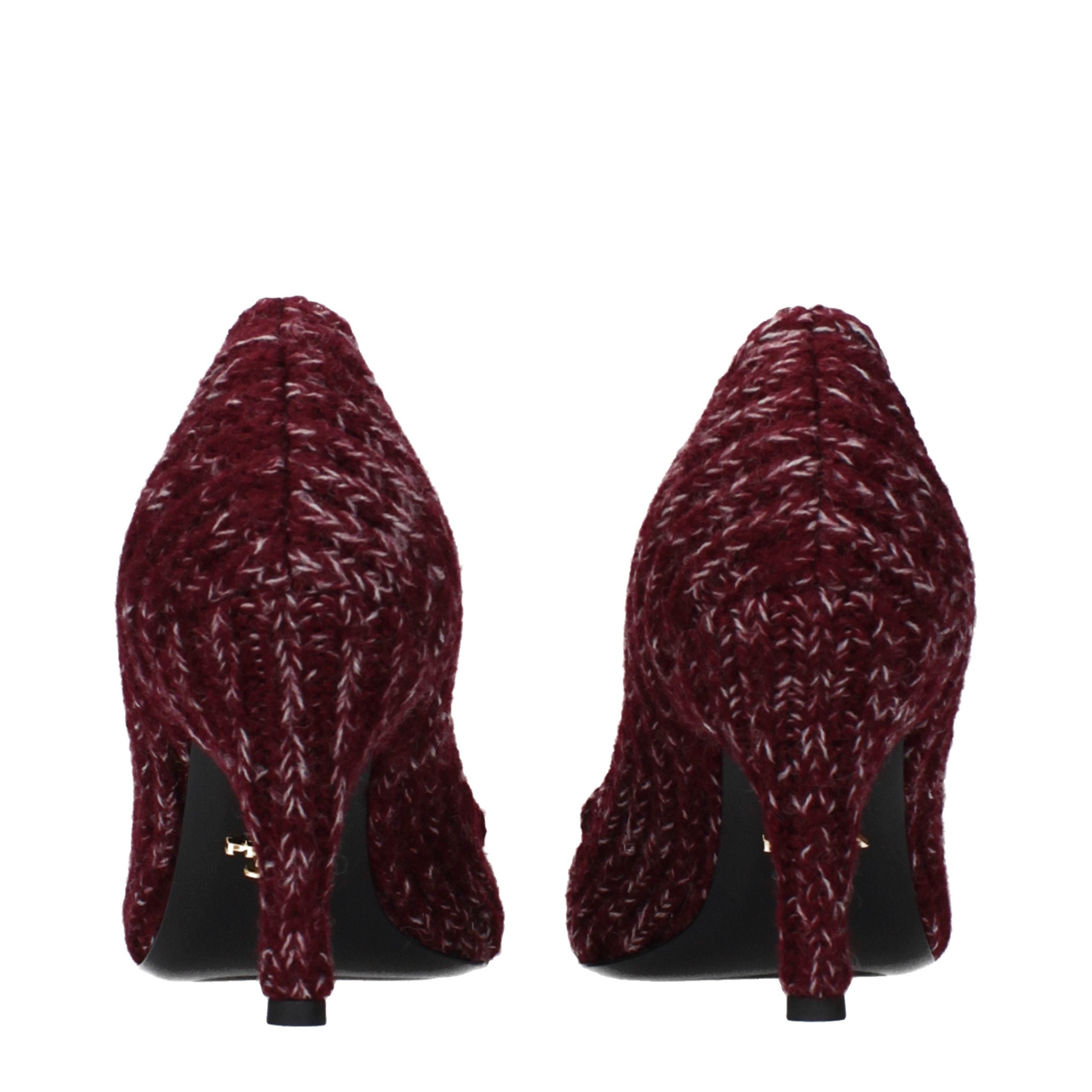 Prada Red Fabric Mid-Heel Pumps